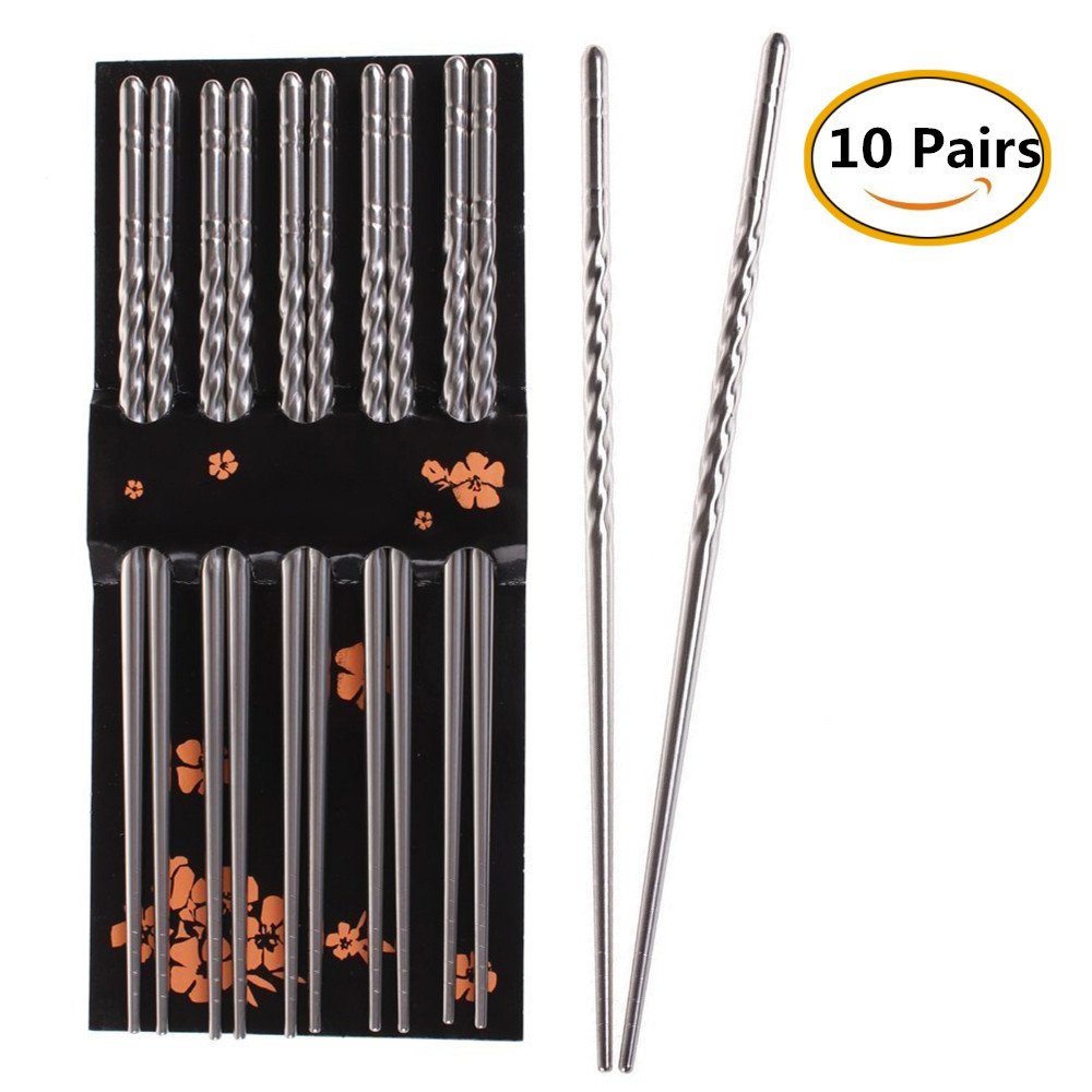 New Star International 901013 Stainless Steel Spiral Chopstick, 5 Pairs
