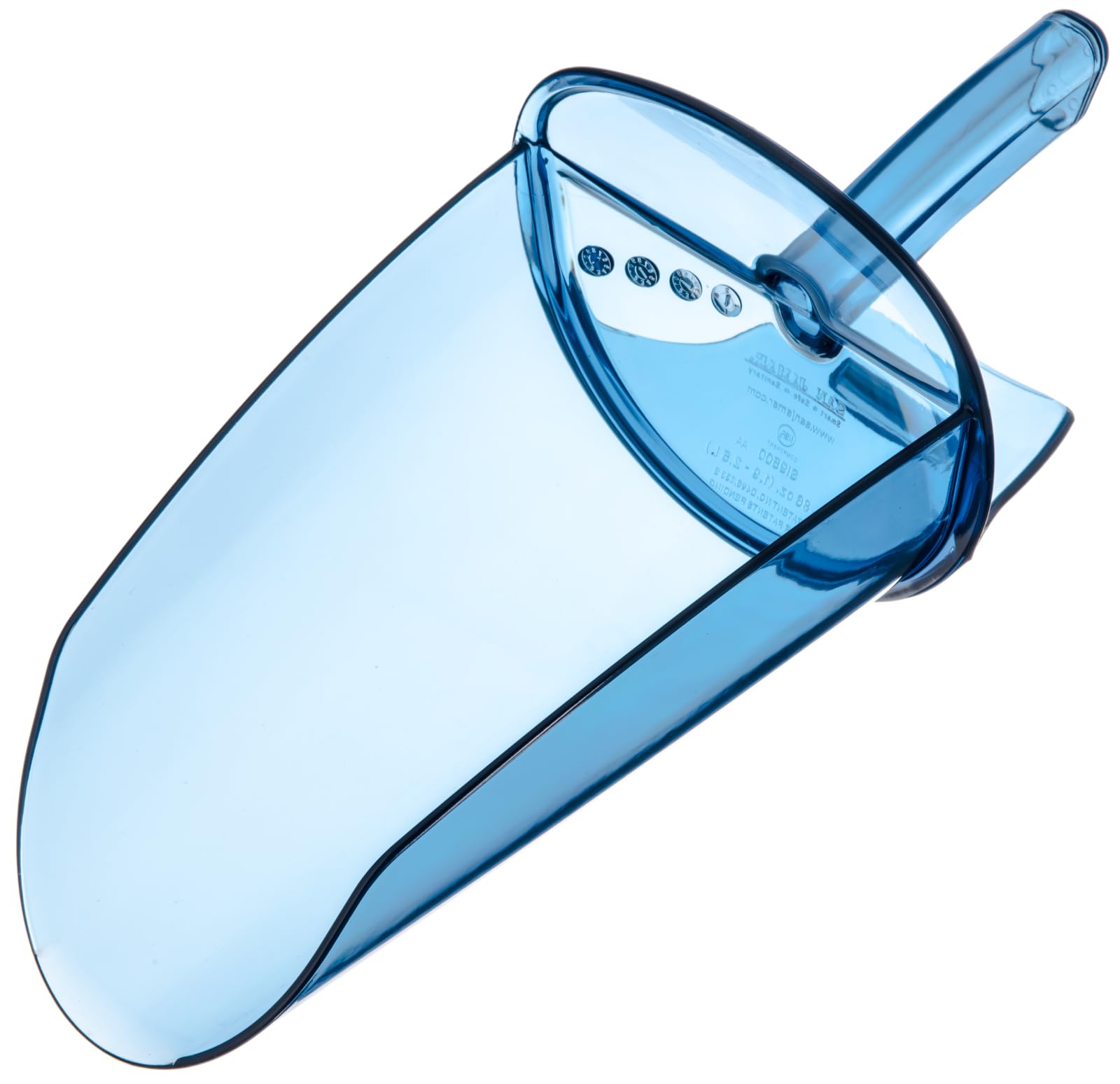 San Jamar Saf-T-Scoop Ice Scoop With Storage Caddy For Kitchens, Restaurants, And Fast Food, Plastic, 64 To 86 Ounces, Blue