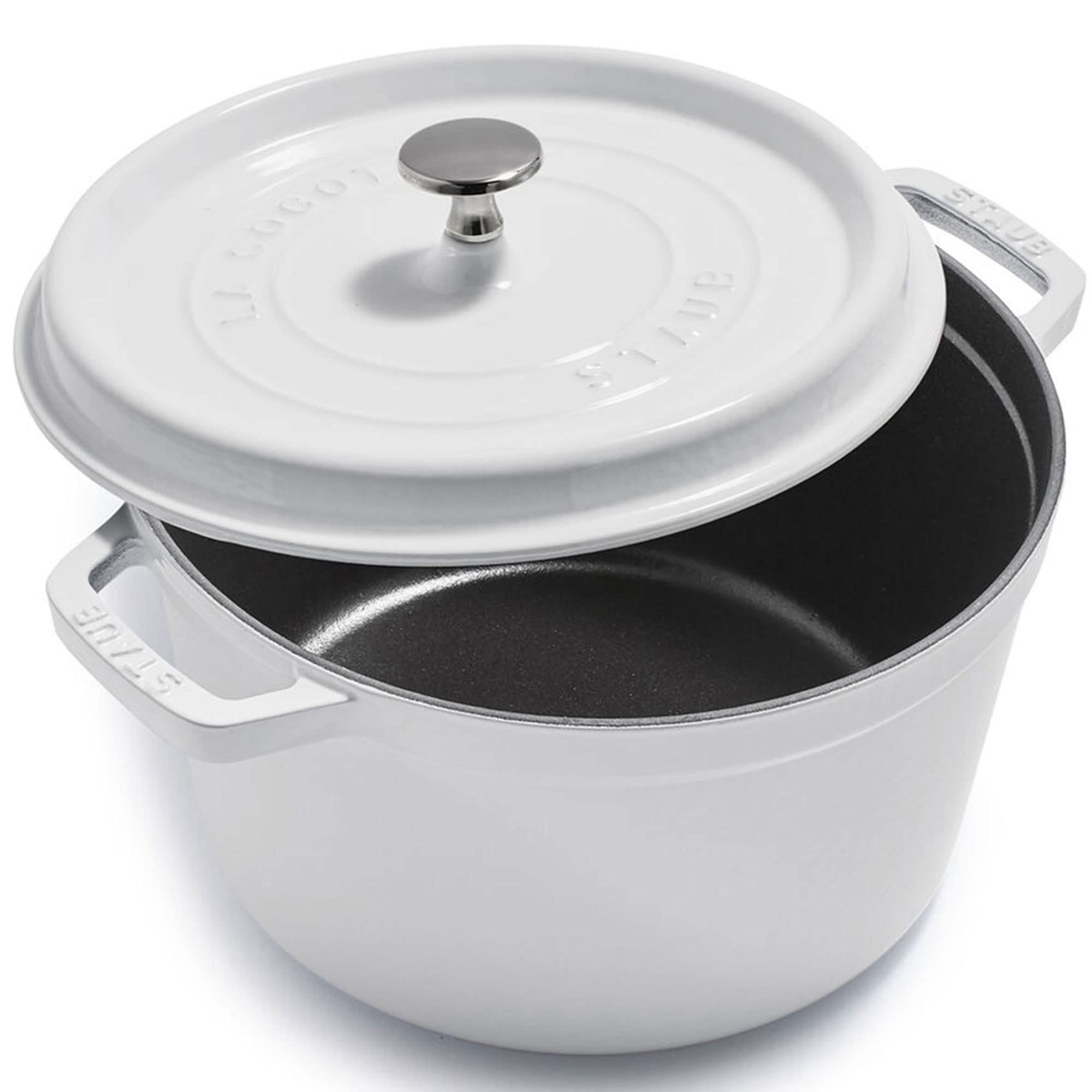 Staub Cast Iron Dutch Oven 5-Qt Tall Cocotte, Made In France, Serves 5-6, White