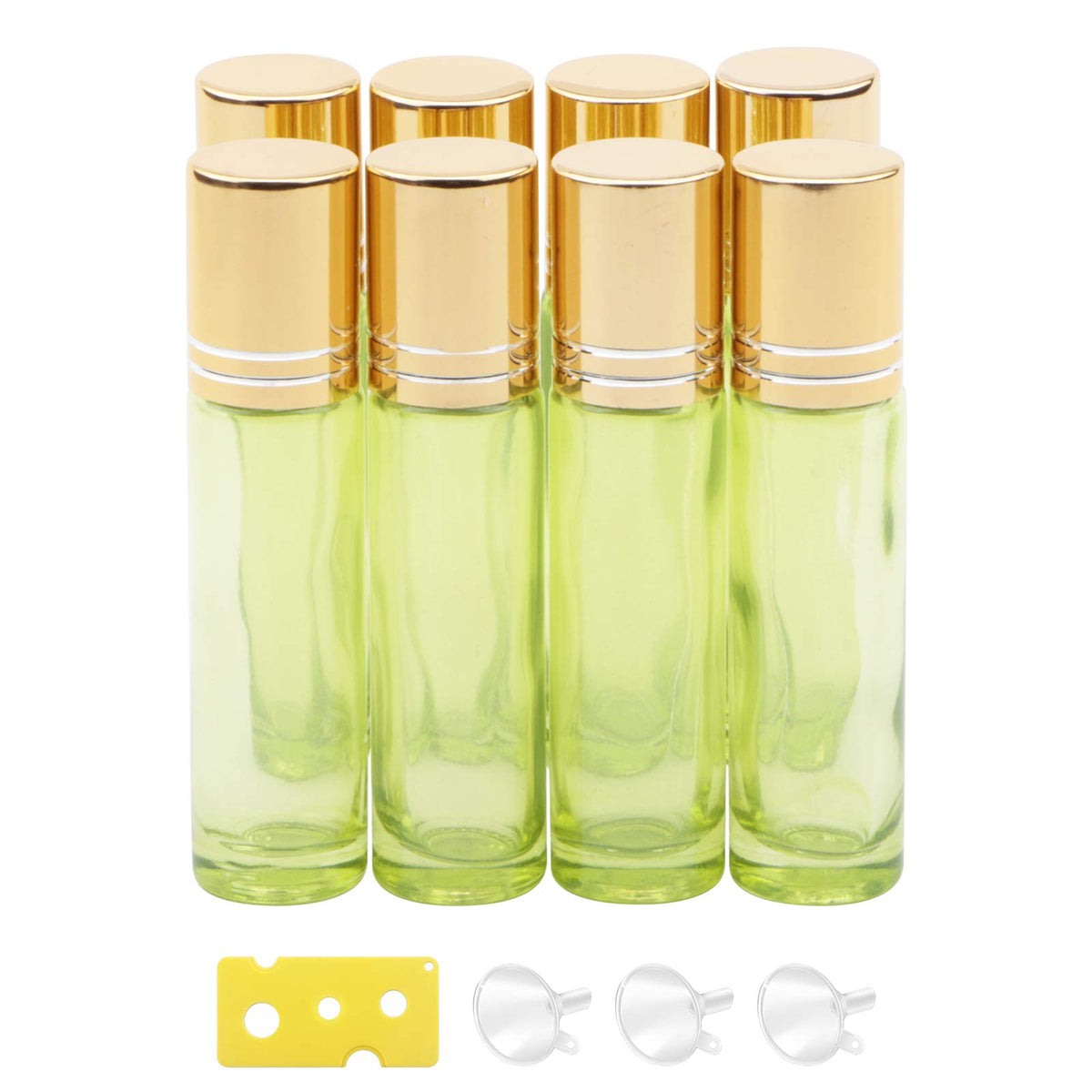 Newzoll 8Pcs Glass Roll On Bottles 10Ml (1/3Oz) Pearl Green Essential Oil Roller Bottles Vials Rolling Bottles Container For Ski