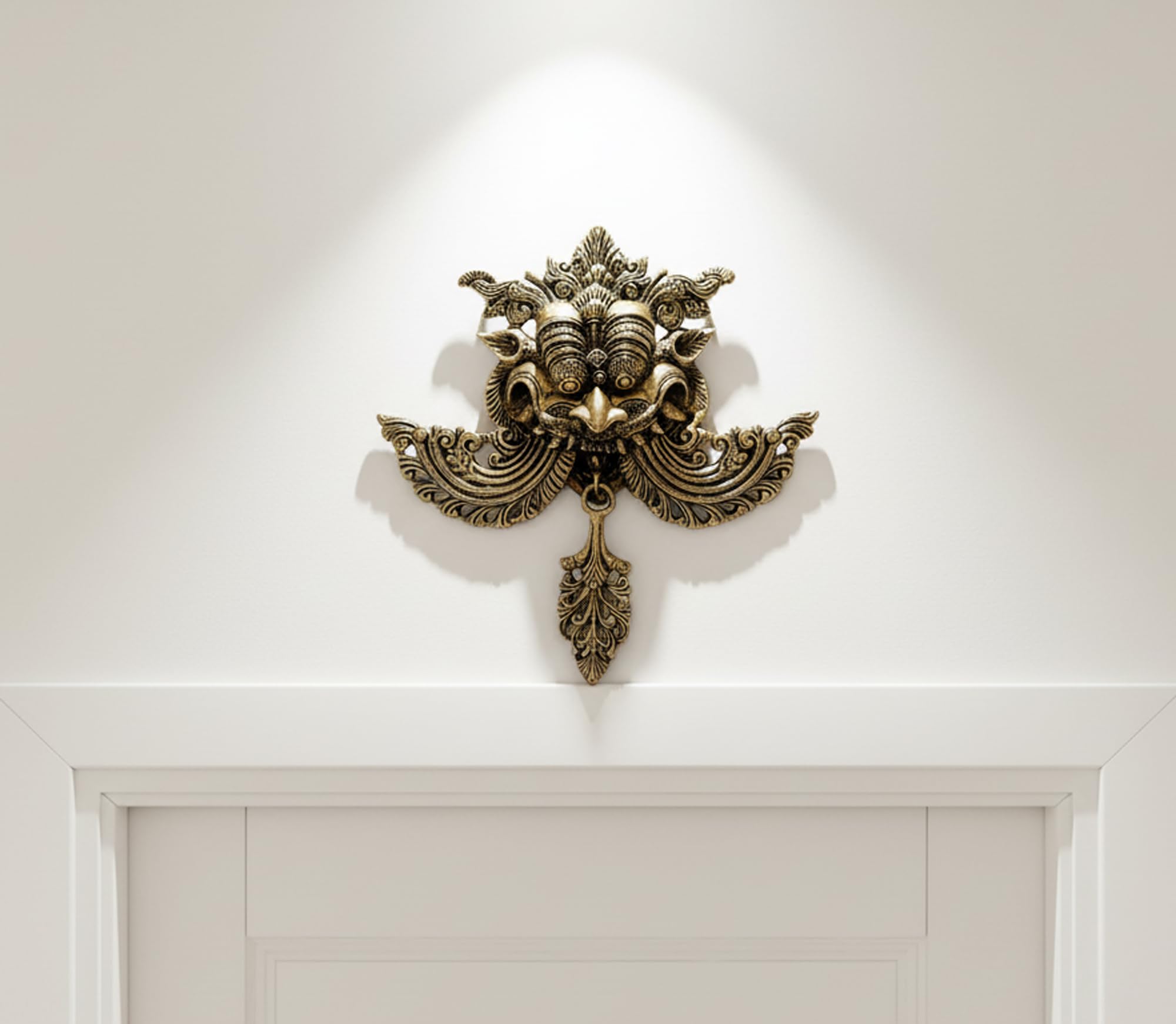 Esplanade Brass Yali Wall Hanging | Evil Eye Protector | Home Decor | Brass Statue  10.5 Inches