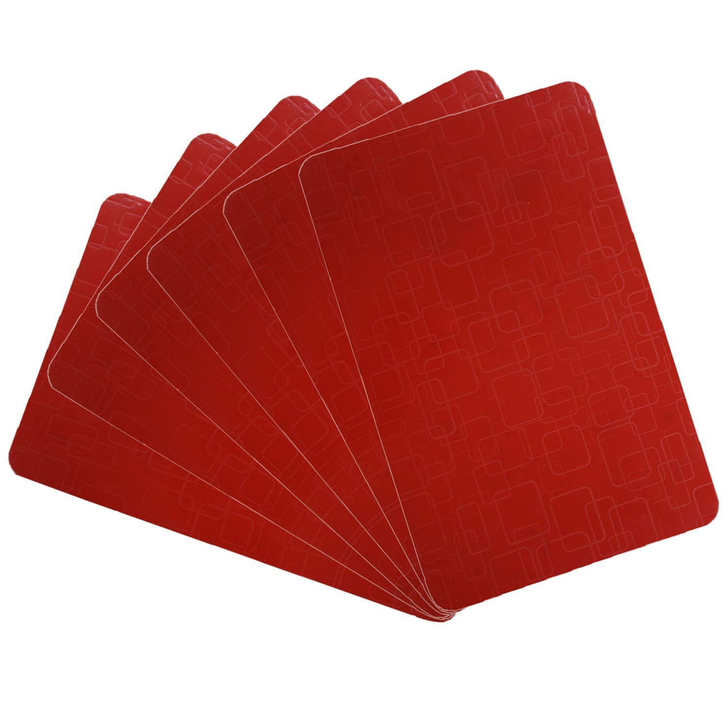 Kuber Industries Checkered Design Pvc 6 Pieces Dining Table Placemat Set (Red), Ctktc013708