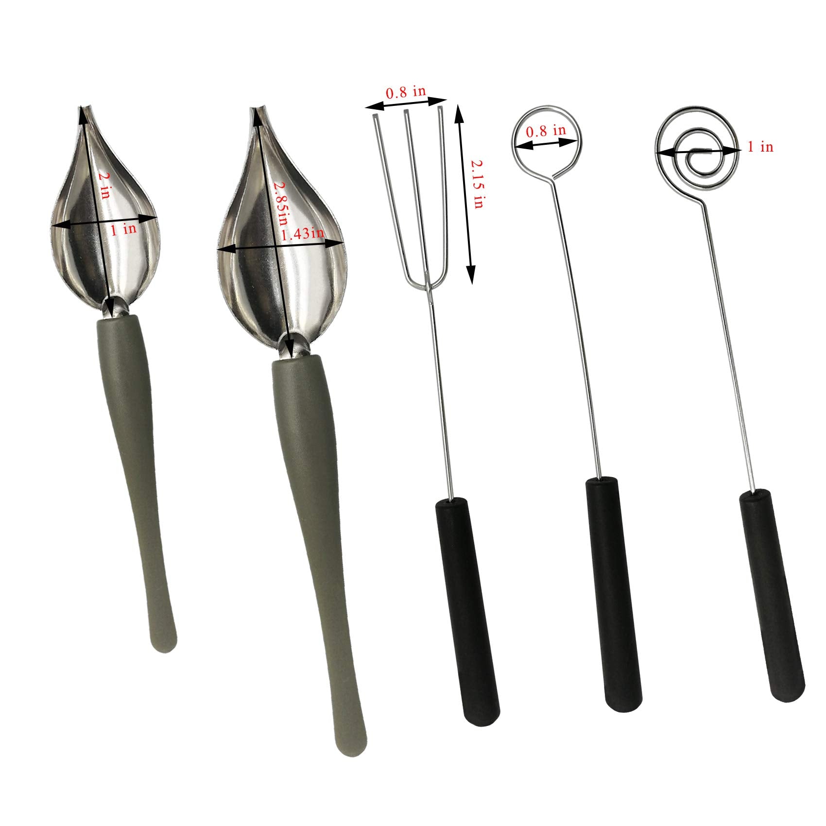 2 Pcs Drawing Decorating Spoon Set,3 Pcs Candy Dipping Tools Chocolate Dipping Fork Spoons Set Stainless Steel Chef Art Pencil S