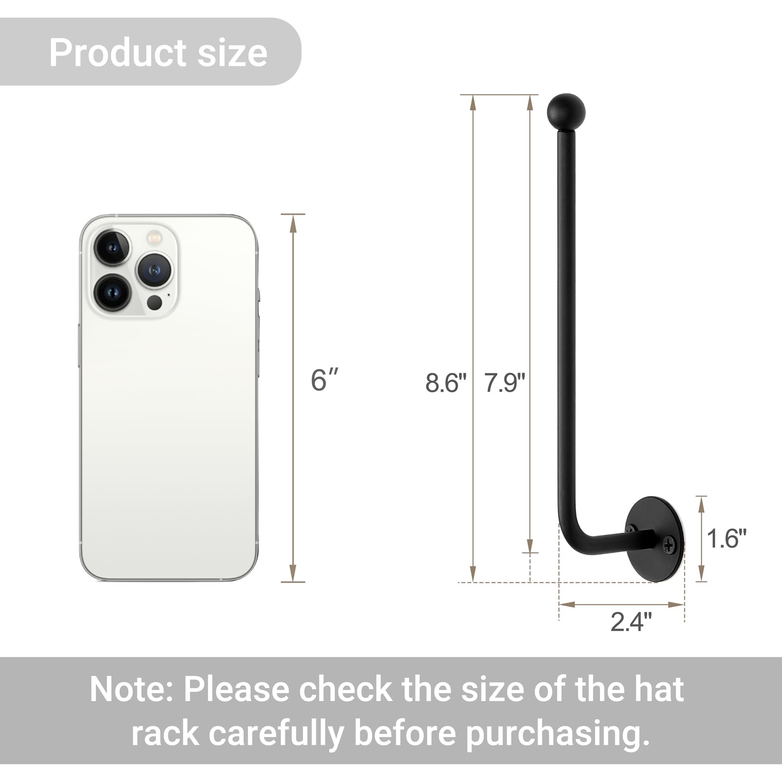 Dahey Hat Organizer For Baseball Caps 2 Pcs Hat Rack Wall Mount 7.9 Inches Space Saving L Shaped Hat Holder Organizer Modern Met