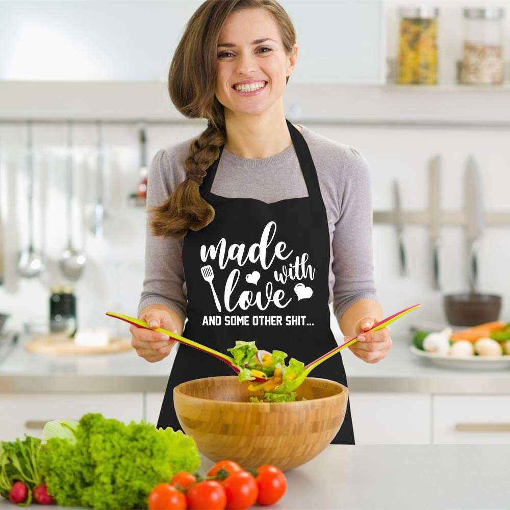 Saukore Funny Aprons For Women Men, Novelty Kitchen Cooking Apron With 2 Pockets, Cute Baking Gifts For Bakers - Birthday Housew