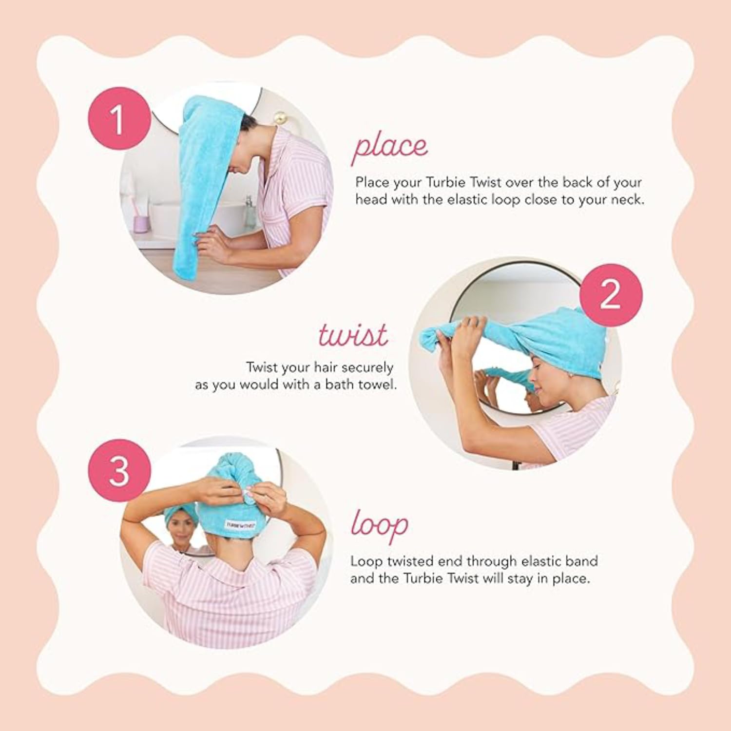 Turbie Twist Microfiber Hair Towel Wrap - for Women, Men & Kids - Travel & Bathroom Essential - Quick Dry Hair Turban for Drying