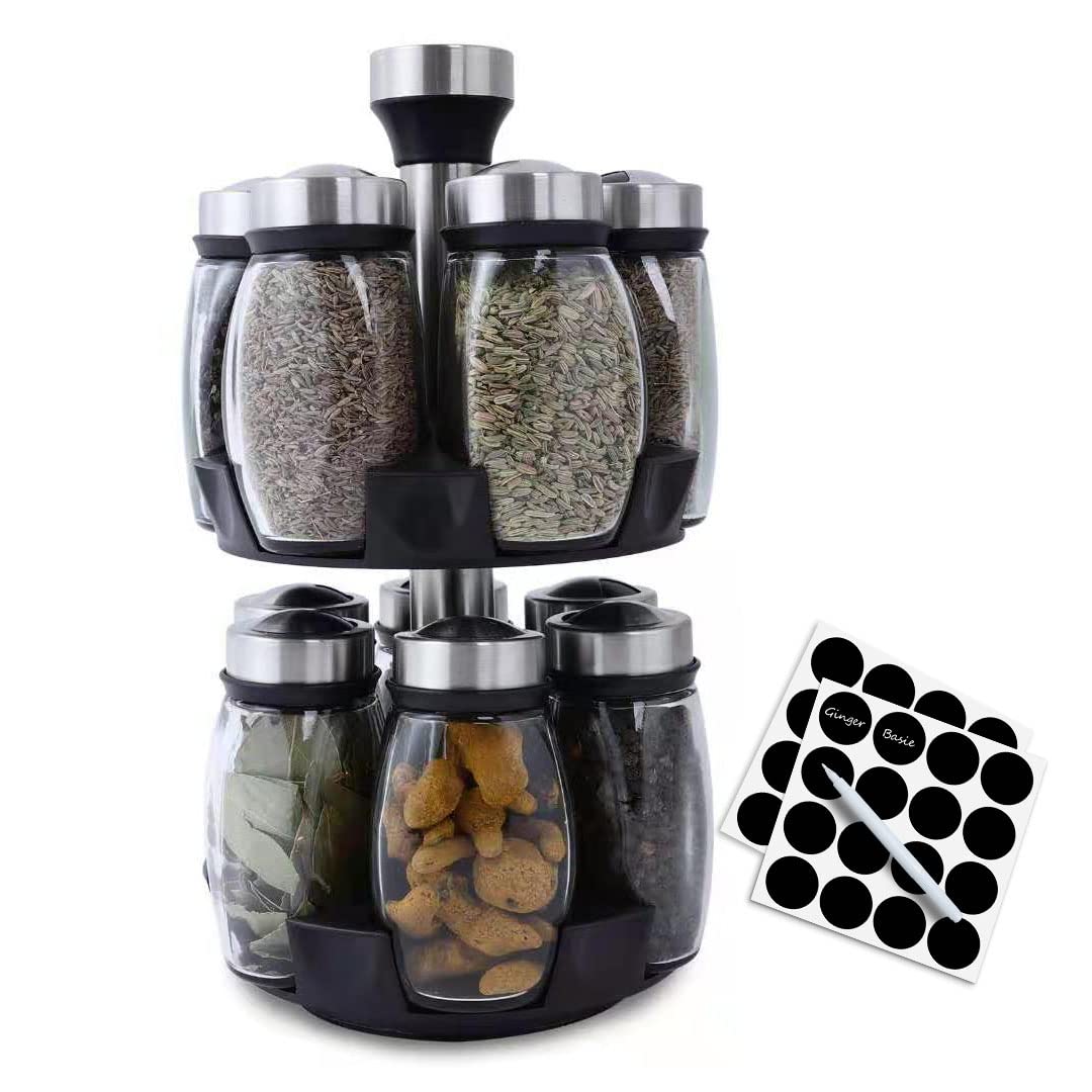 Revolving Spice Rack Organizer Storage for kitchen, Spice Stand Holder, Spinning Countertop Herb and Spice Rack Organizer with 1