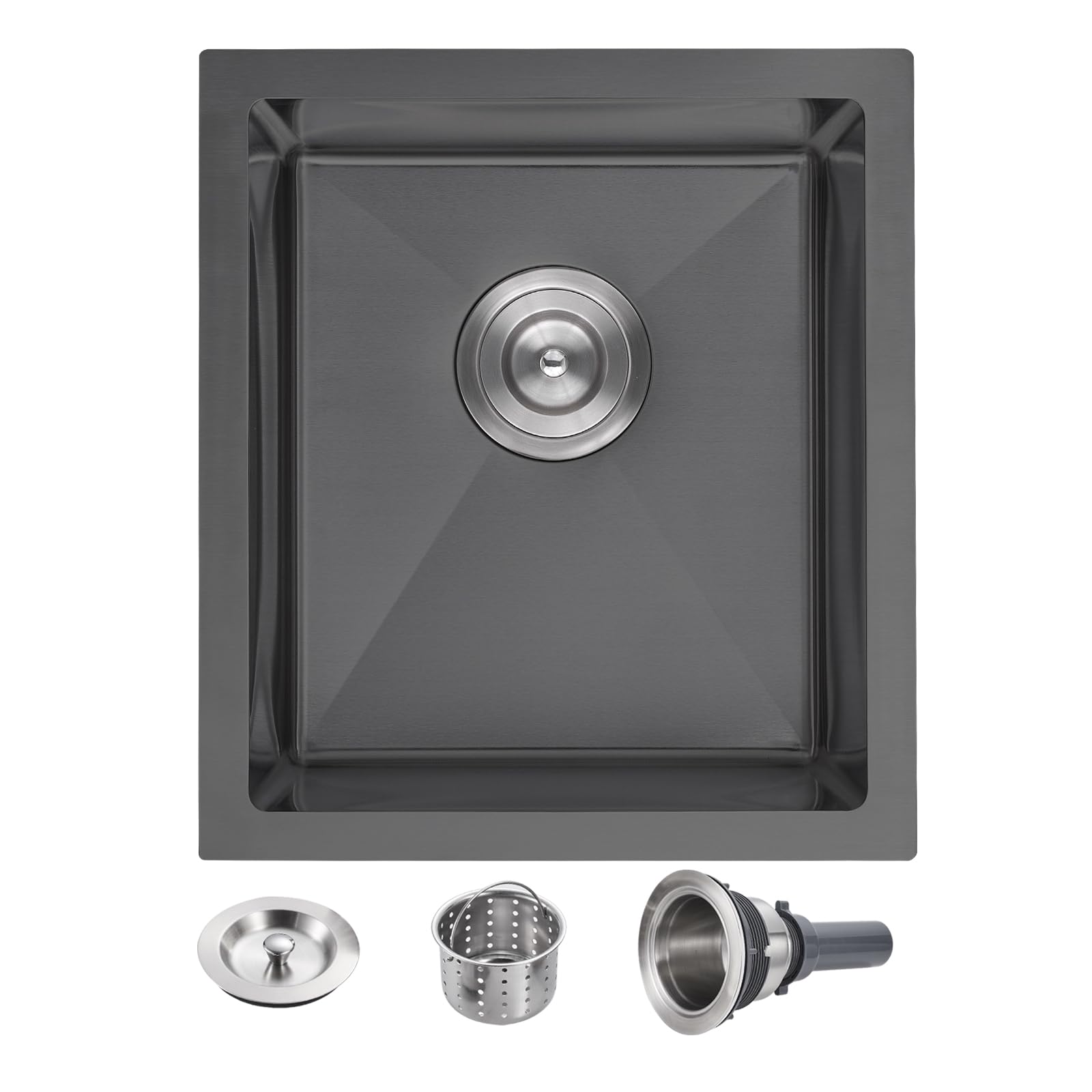 POPFLY 15  17 Inch Black Bar Sink,304 Stainless Steel Single Bowl 8 Inch Deep Laundry Sink Rv, Undermount Small Kitchen Sinks