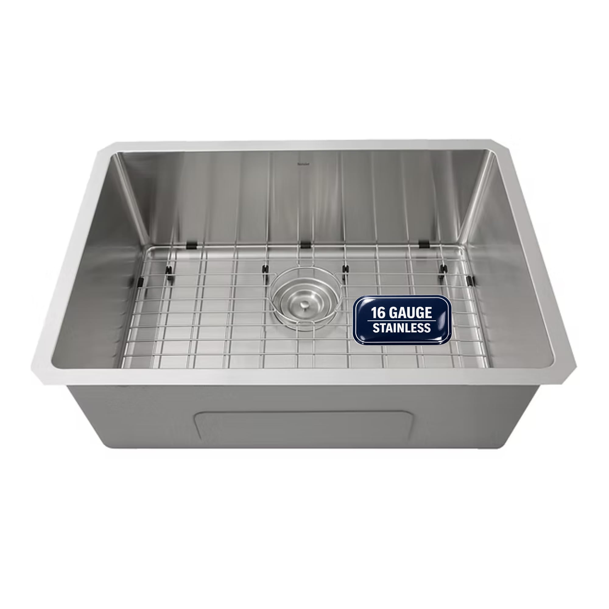 Nantucket Sinks SR2818-16 Pro Series Rectangle Single Bowl Undermount Small Radius Corners Stainless Steel Kitchen Sink, 16-Gaug