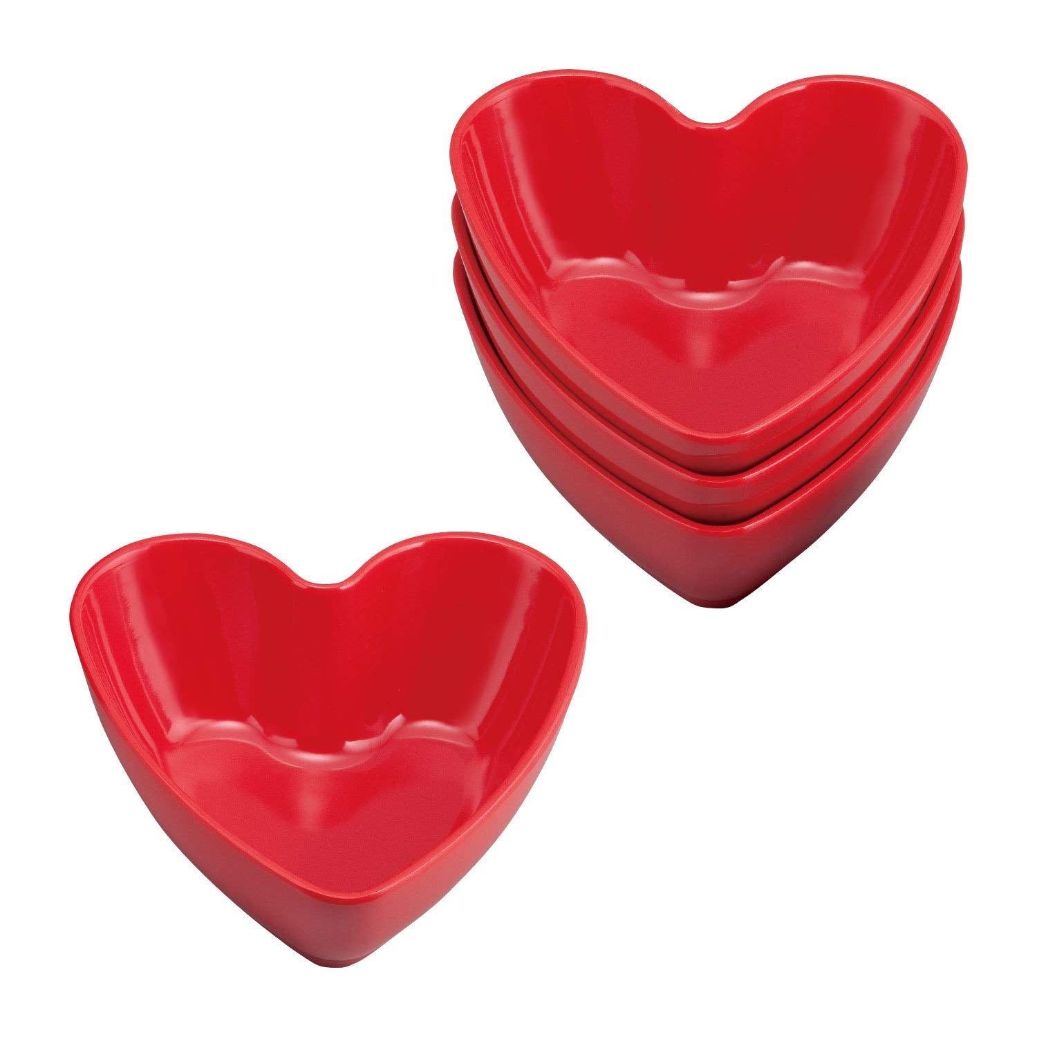 Upware 4-Piece 4.75 Inch Melamine Dessert Bowls Appetizer Dinner Bowls Small Serving Bowls Party Bowls Heart Shaped Bowl For Des