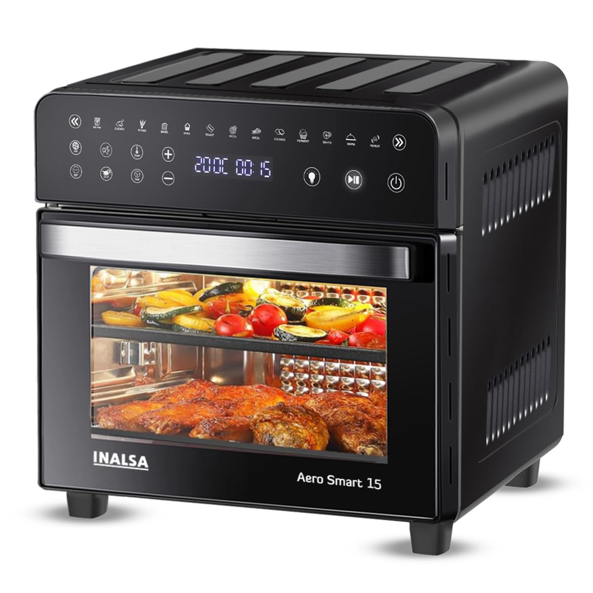Inalsa Air Fryer Oven|15L, 1600W|Stainless Steel Body|16-In-1 Functions,Fry,Bake,Grill,Dehydrate,Roast& Reheat|16 Preset|Rotisse