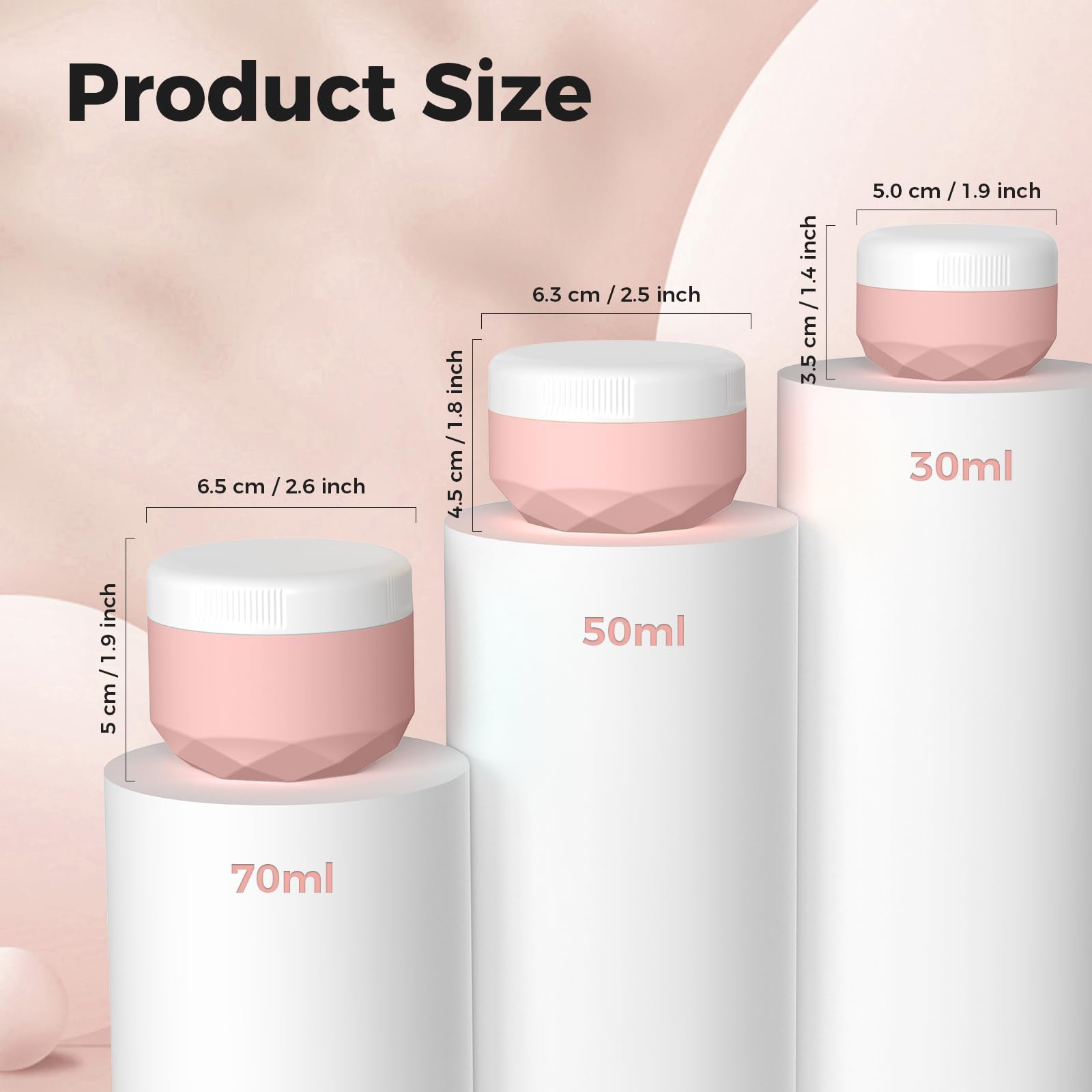 Travel Containers For Toiletries, Silicone Cream Jars Tsa Approved 2.5Oz Travel Size Containers With Toiletry Bag, Wide Mouth Le