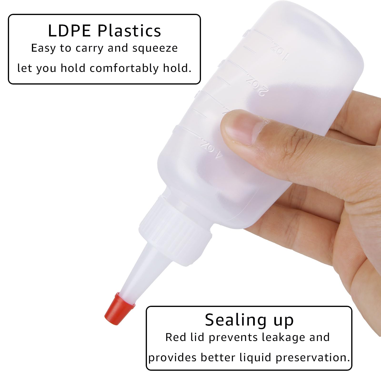 Laniakea 40Pcs Condiment Squeeze Bottles, 4Oz Condiment Bottles With Red Tip Cap And Measurement,Plastic Squeeze Bottles For Cra