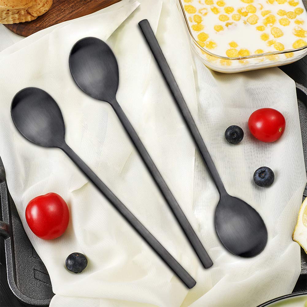 Soup Spoon,Korean Spoons, 8 Pieces Stainless Steel Asian Soup Spoon,8.5 Inch Soup Spoons,Long Handle Korean Spoon,Dinner Spoons