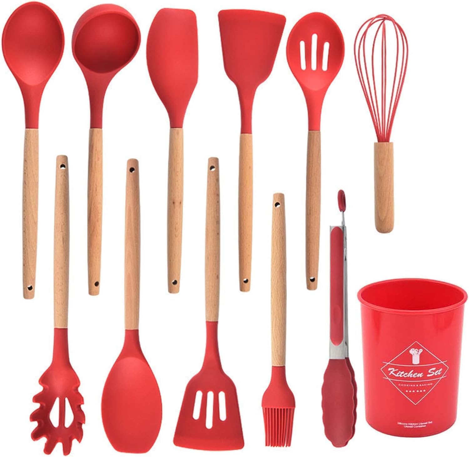 Foliam Silicone Kitchen Spatula And Utensils Spoon Set 12Piece Silicone Kitchen Cooking Utensils Set, NonStick Utensils Set He