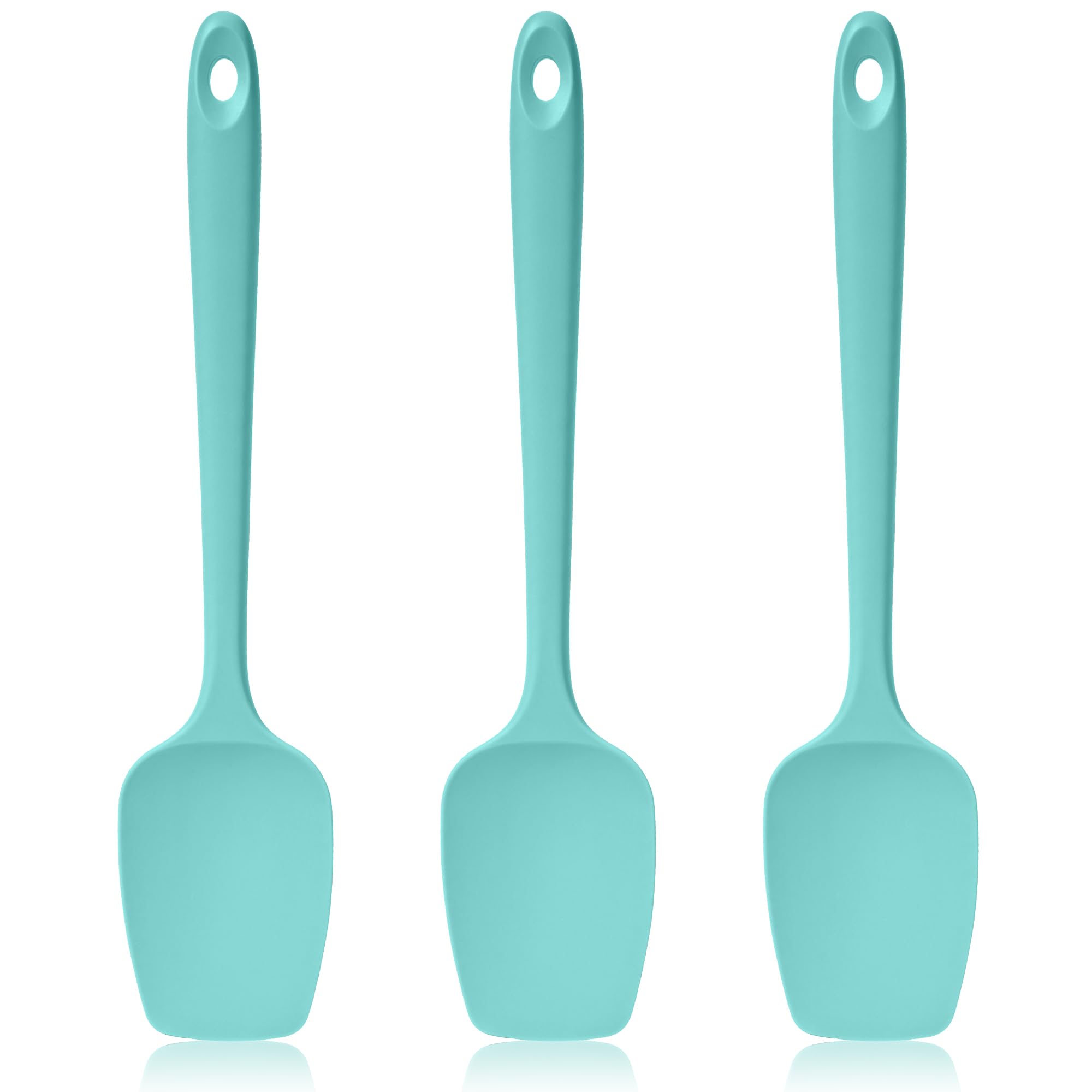 Lilybeam 600F Heat Resistant Silicone Spoon Spatula Set of 3, Aqua Sky