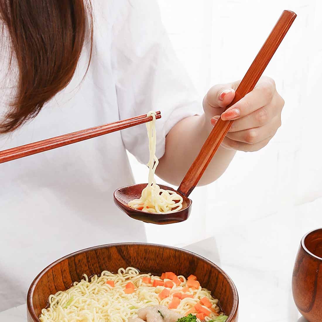 4 Pcs Japanese Soup Spoon Wooden Ramen Spoons With Long Handle, Tortoise Pot Spoon For Porridge Restaurant, Household, Eating Mi
