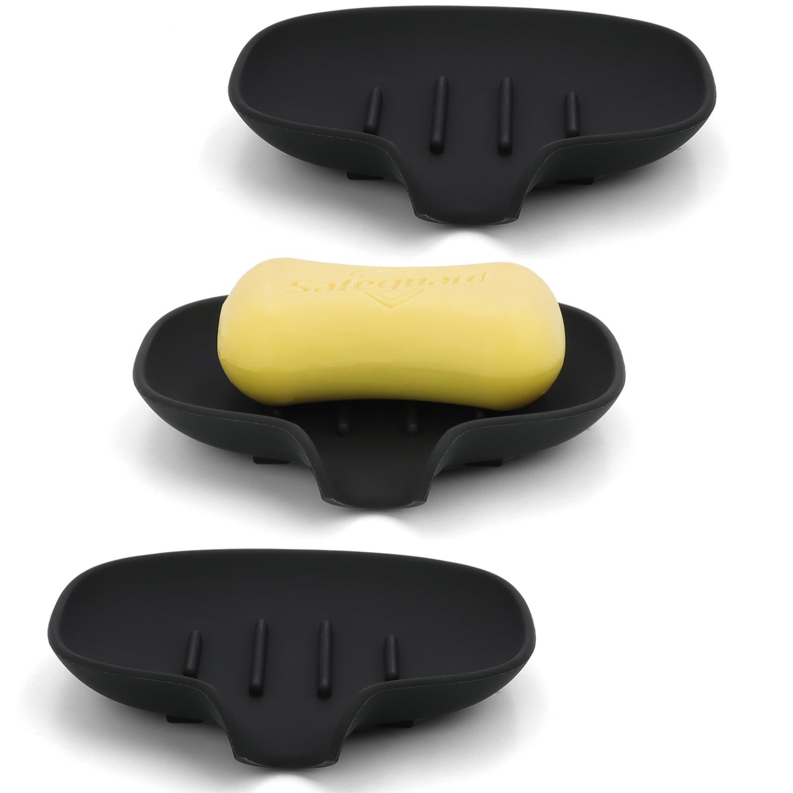 Aimaiaimai 3 Pack Soap Dish, Soap Dishes For Bathroom, Shower, Silicone Soap Bar Holder, Soap Tray For Kitchen, Bpa-Free, Dishwa