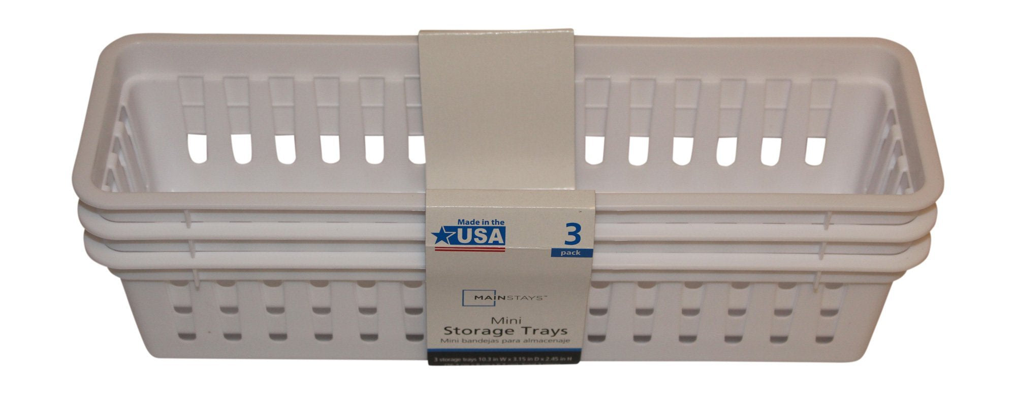 Mini Storage Trays Bin Bundle- Basic Square 3Pk, Slim Plastic Storage Trays Basket 3Pks, Rectangular 2Pk -White