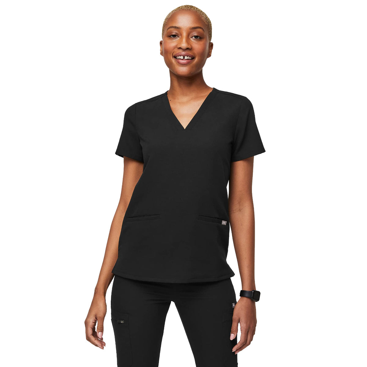 Figs Casma Three-Pocket Scrub Top For Women - Black, L