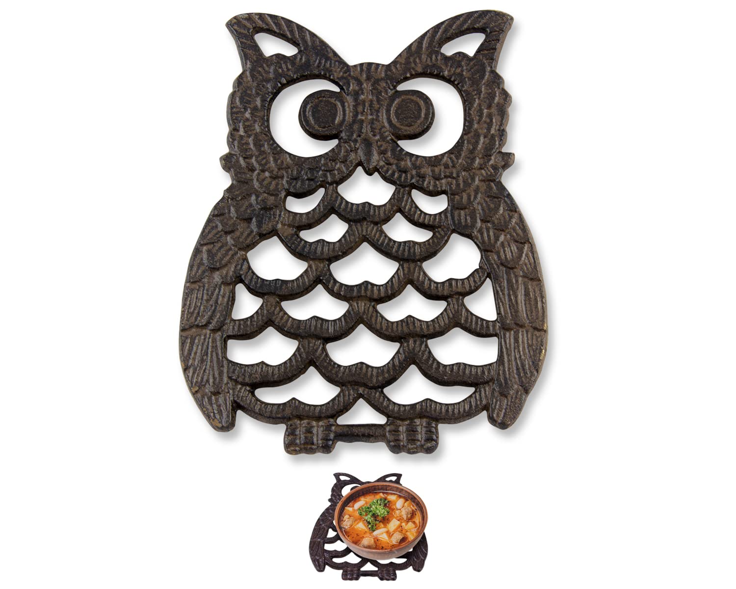 Cast Iron Owl Trivet - Decorative Trivet for Kitchen Counter or Dining Table - Vintage, Old-Fashioned, Farmhouse, Rustic, Artisa