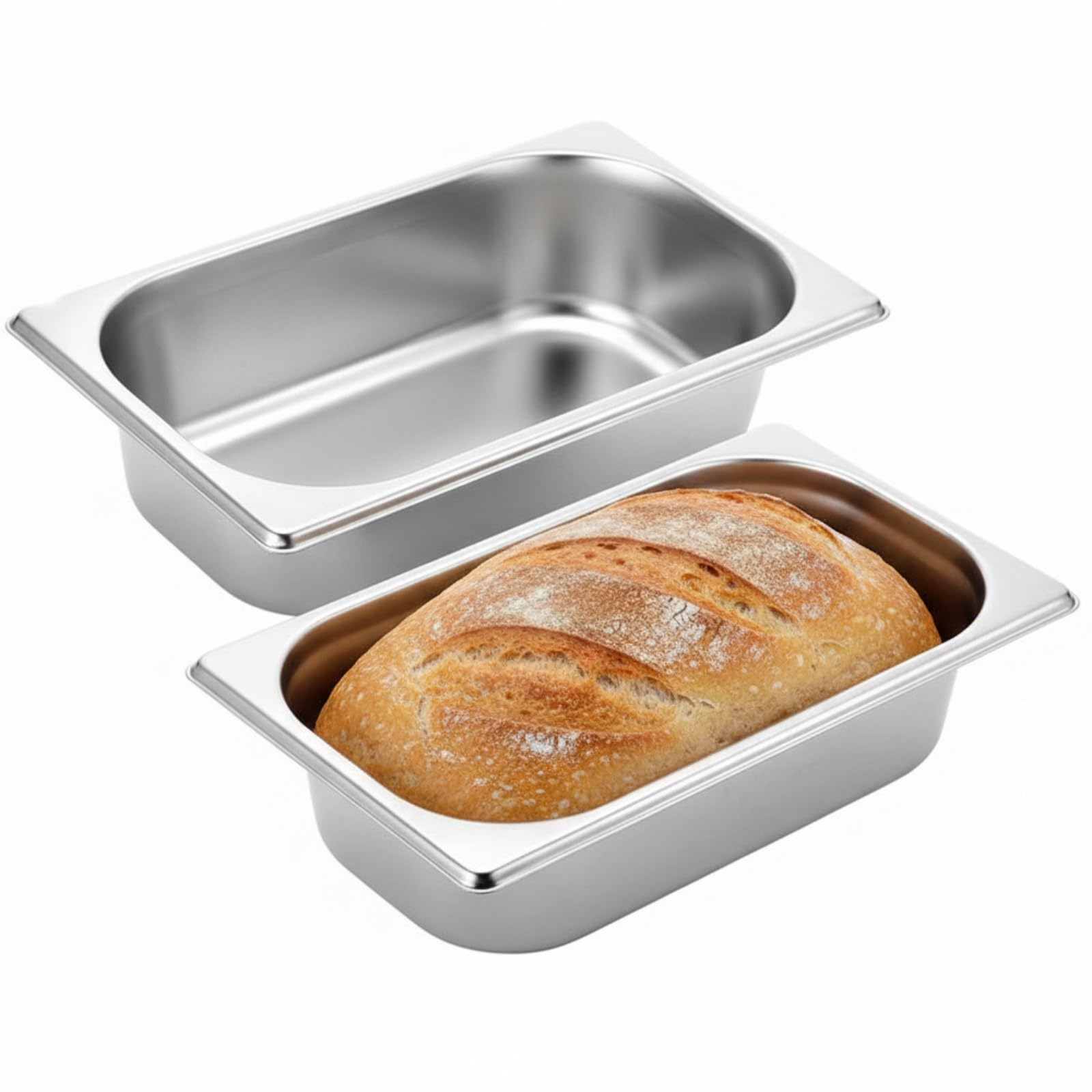 Funnymoom 2 Pcs Stainless Steel Baking Pans,Classic,9.5 X 5 X 2.56
