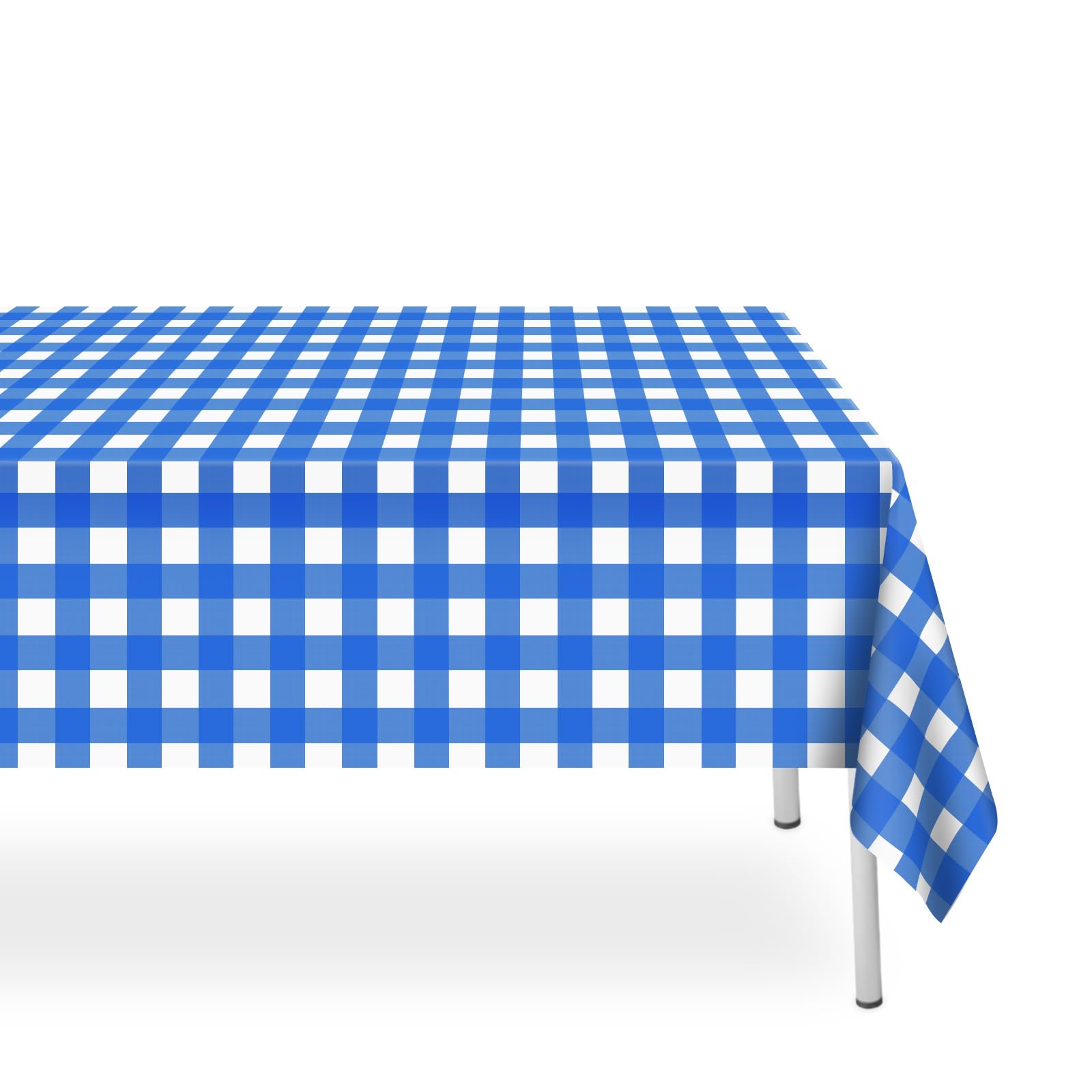 LIKAJON 2 Pack Navy Blue and White Checkered Tablecloth, Dark Blue Plastic Table Cloths for Parties Disposable, 54 x 108 inch Wa