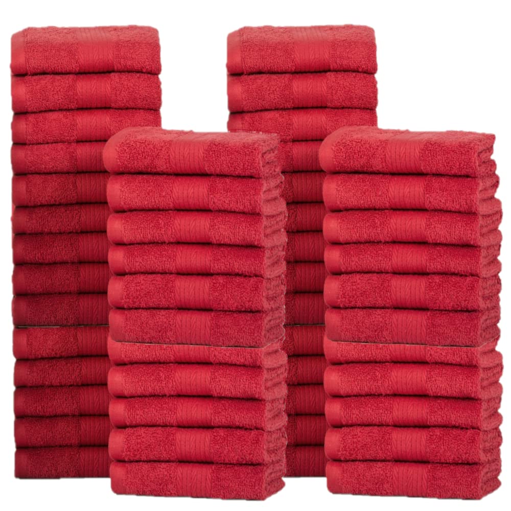 Ample Decor Pack Of 50 Wash Cloths 12 X 12 Inch 100% Cotton 600 Gsm, Quick Drying Face Towels, Reusable Fingertip Towels For Bat