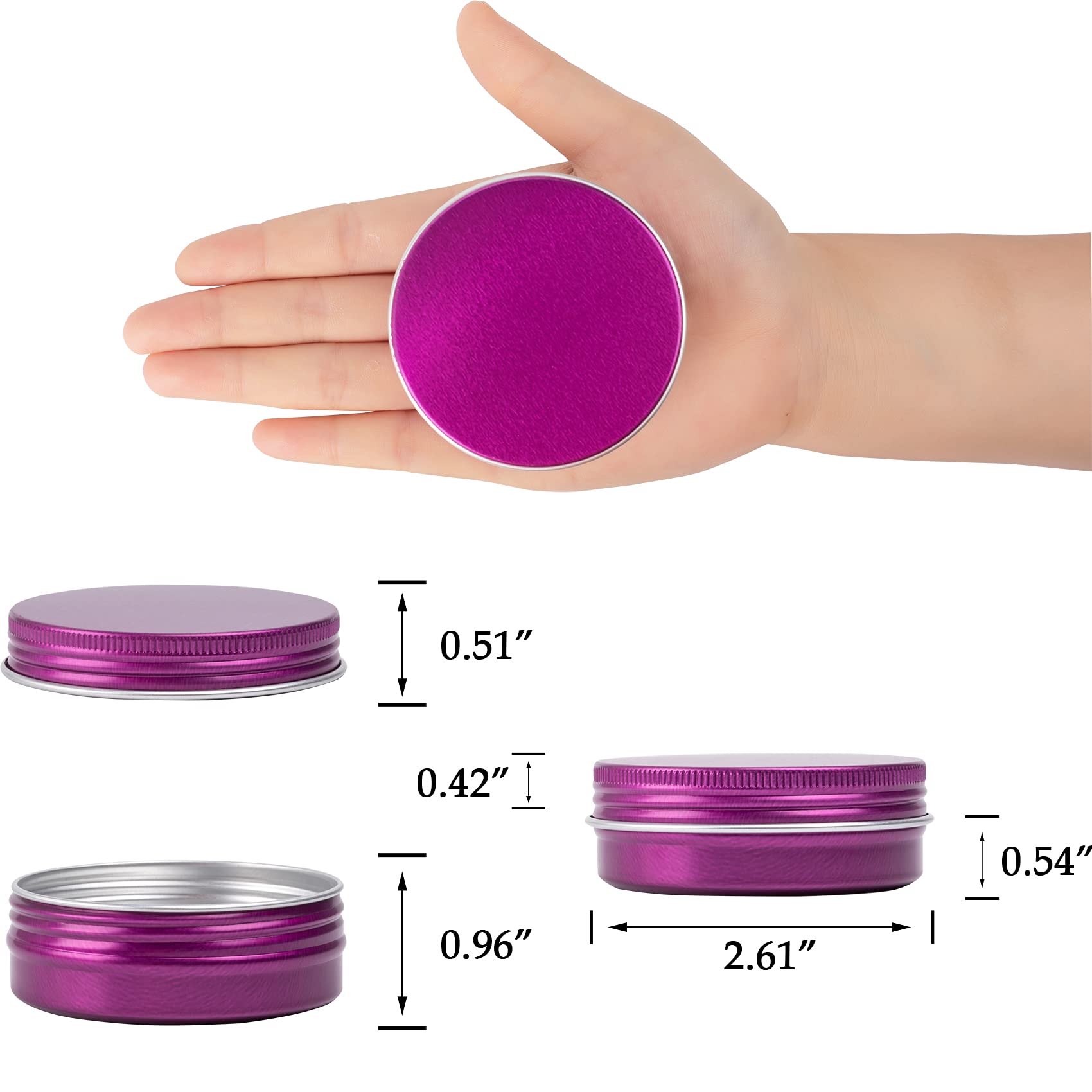 2 Oz / 60Ml Screw Top Aluminum Tin Jar With Screw Lid And Blank Labels - Pack Of 23 (Purple)