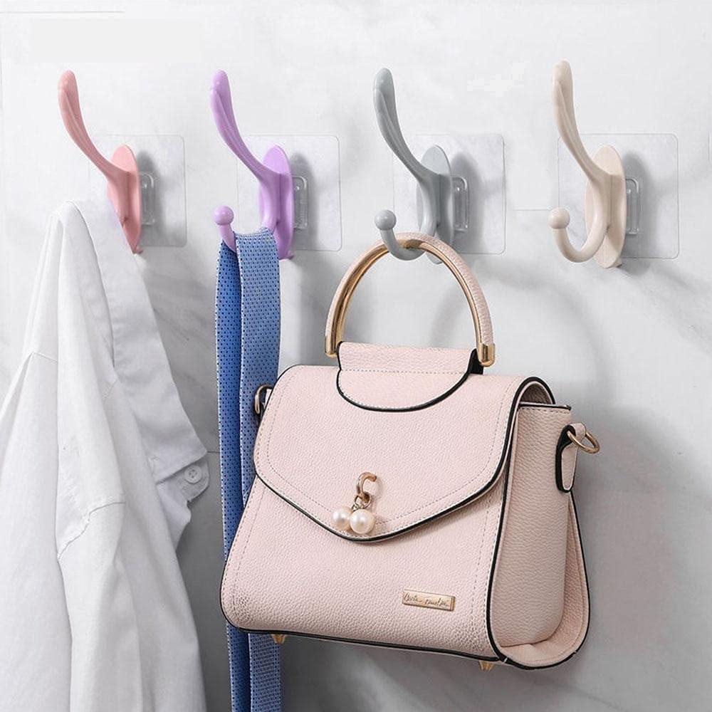 Svh Self Adhesive Wall Hooks, Pvc Waterproof Heavy Duty Sticky Plastic Hooks | Hanging Capacity 1 Kg Max | Multipurpose No Drill