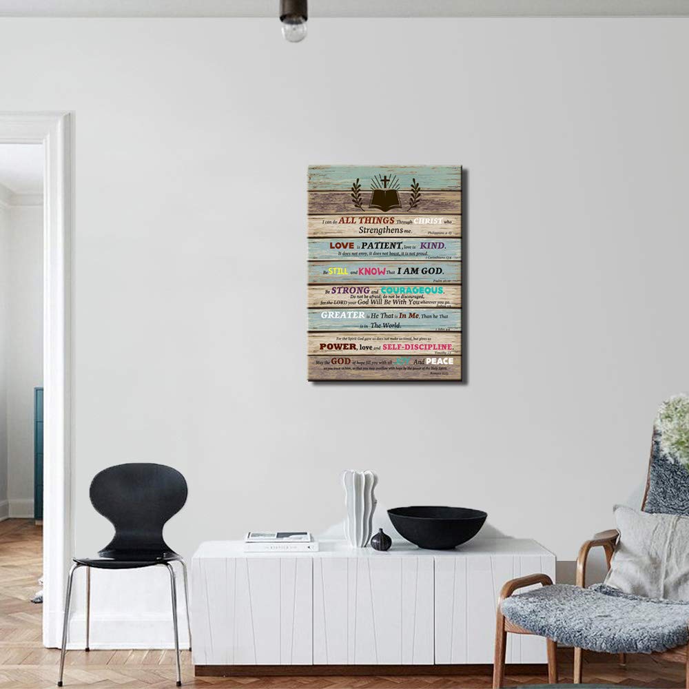 Motivational Wall Art Bible Verse Christian Wall Decor Scripture Inspirational Wall Art For Living Room Bathroom Rustic Religiou