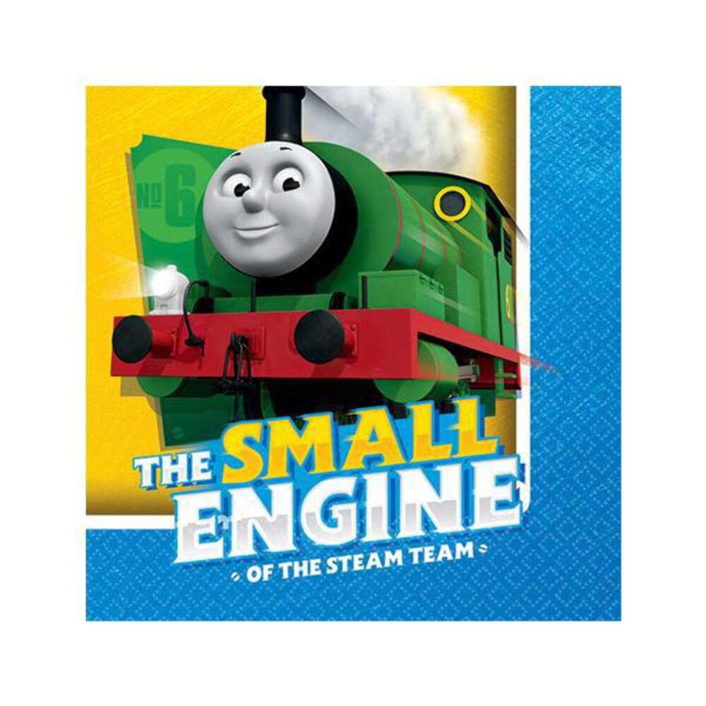 Multicolor Thomas All Aboard Beverage Napkins - 5''X 5'' (Pack Of 16), Colorful Paper Serviettes, Perfect For Kids' Events, Birt
