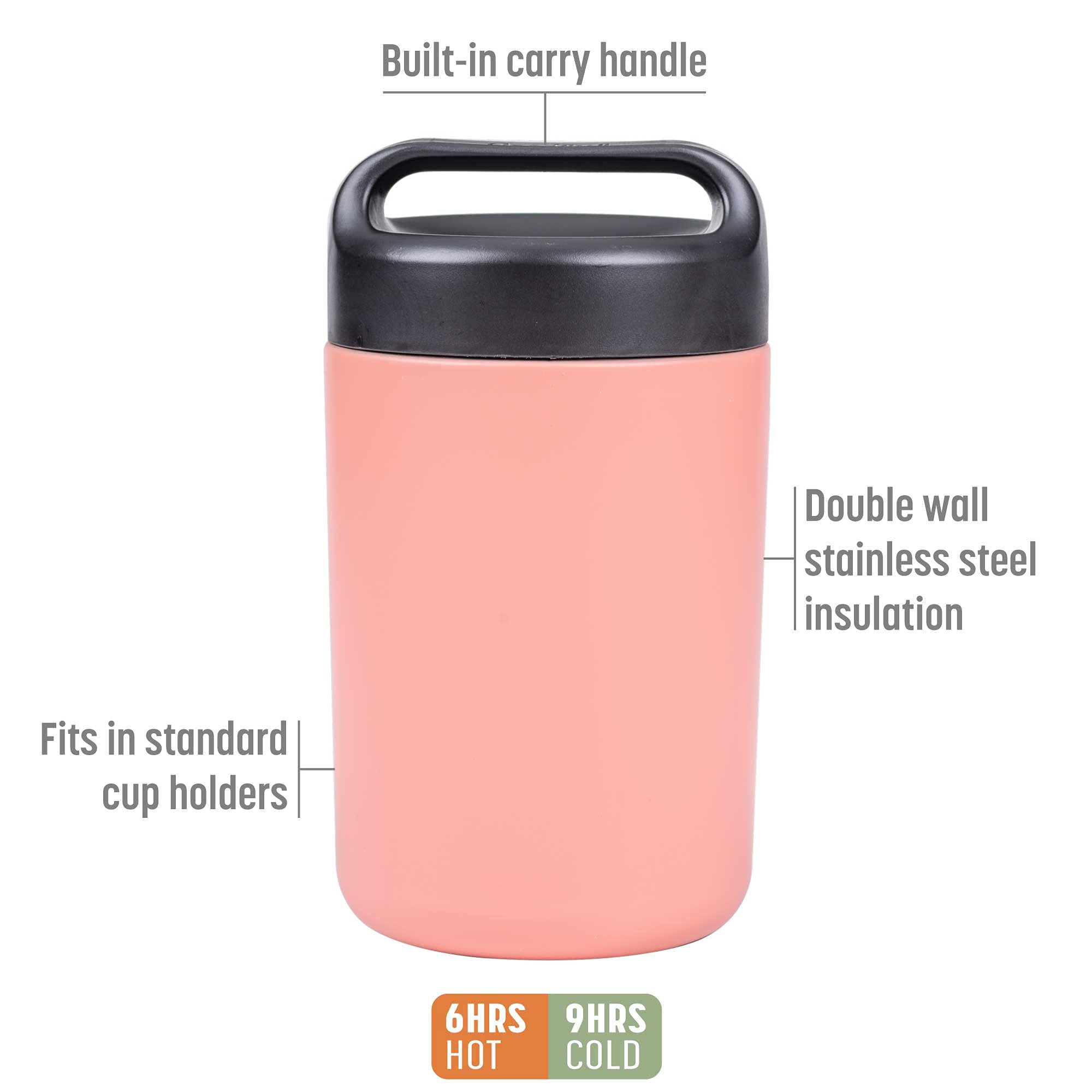 Goodful Stainless Steel Food Jar, Double Wall Vacuum Sealed Insulated Food Storage Container With Carry Handle Lid, 16-Ounce, Bl