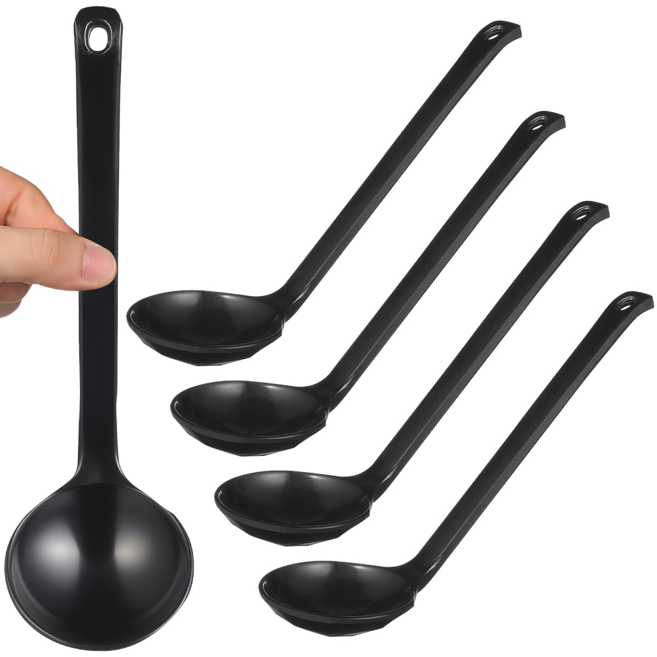 JOINPAYA 5Pcs Turtle Shell Ramen Soup Spoons Long Handle Japanese Style Hot Pot Soup Spoons Dishwasher Safe Kitchen Tableware