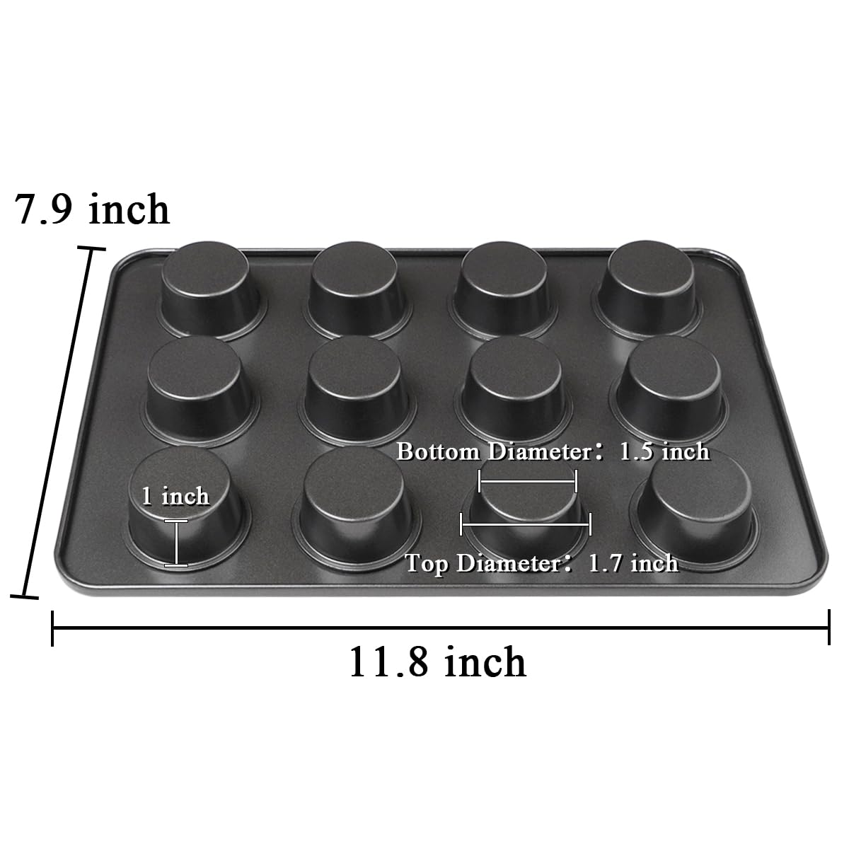Elesinsoz 12 Cup Mini Small Muffin Cupcake Pan For Toaster Oven Air Fryer Nonstick Tiny Cake Quiche Cheesecake Tart Baking Tin T