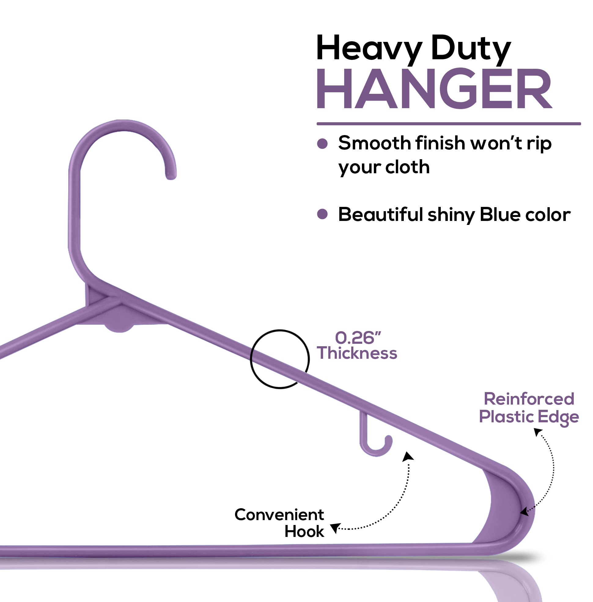 Utopia Home Plastic Hangers 30 Pack - Clothes Hanger With Hooks - Durable & Space Saving Coat Hanger - Heavy Duty Purple Hangers