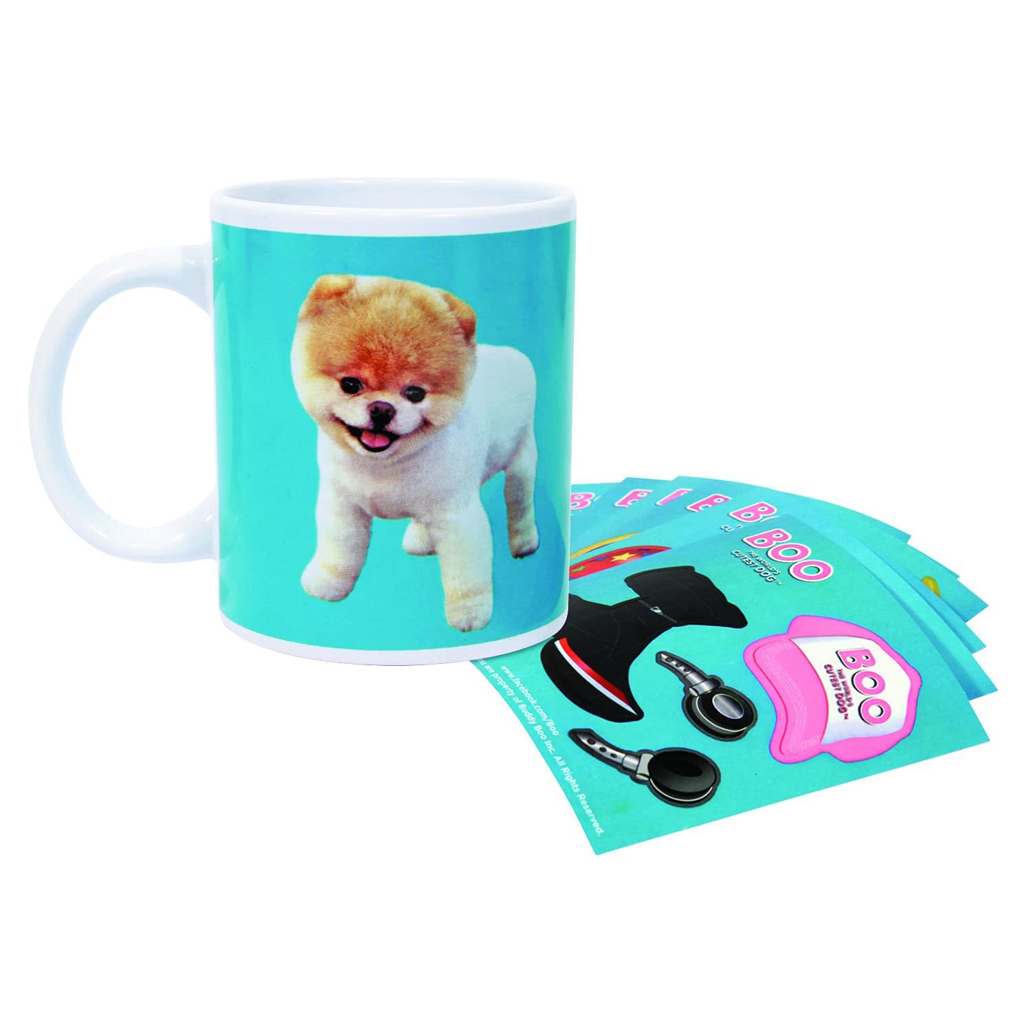 Paladone Boo The Pomeranian - World'S Cutest Dog Dress-Up Coffee Mug With 15 Reusable Stickers