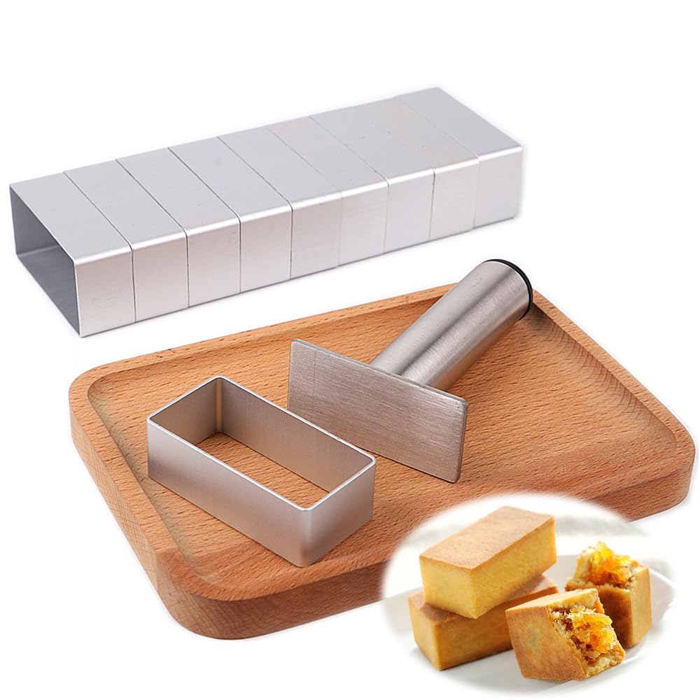2.1Cm Height Lengthened Rectangle Aluminium Pineapple Cake Mold Stainless Steel Press Stamp Fondant Cookie Biscuit Molds Diy