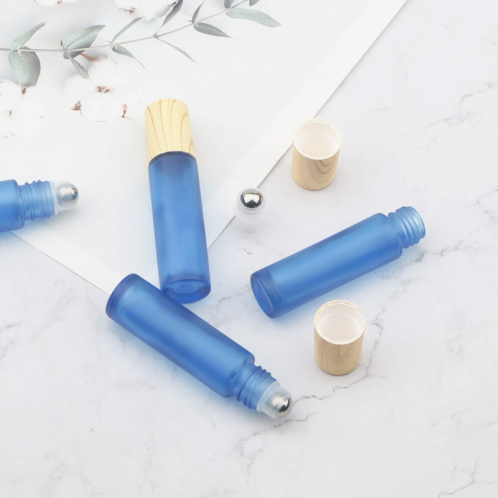 Kesell 10Pcs 10Ml Glass Roll On Bottles Portable Essential Oil Roller Bottle With Plastic Lid Refillable Small Perfume Bottle Sa