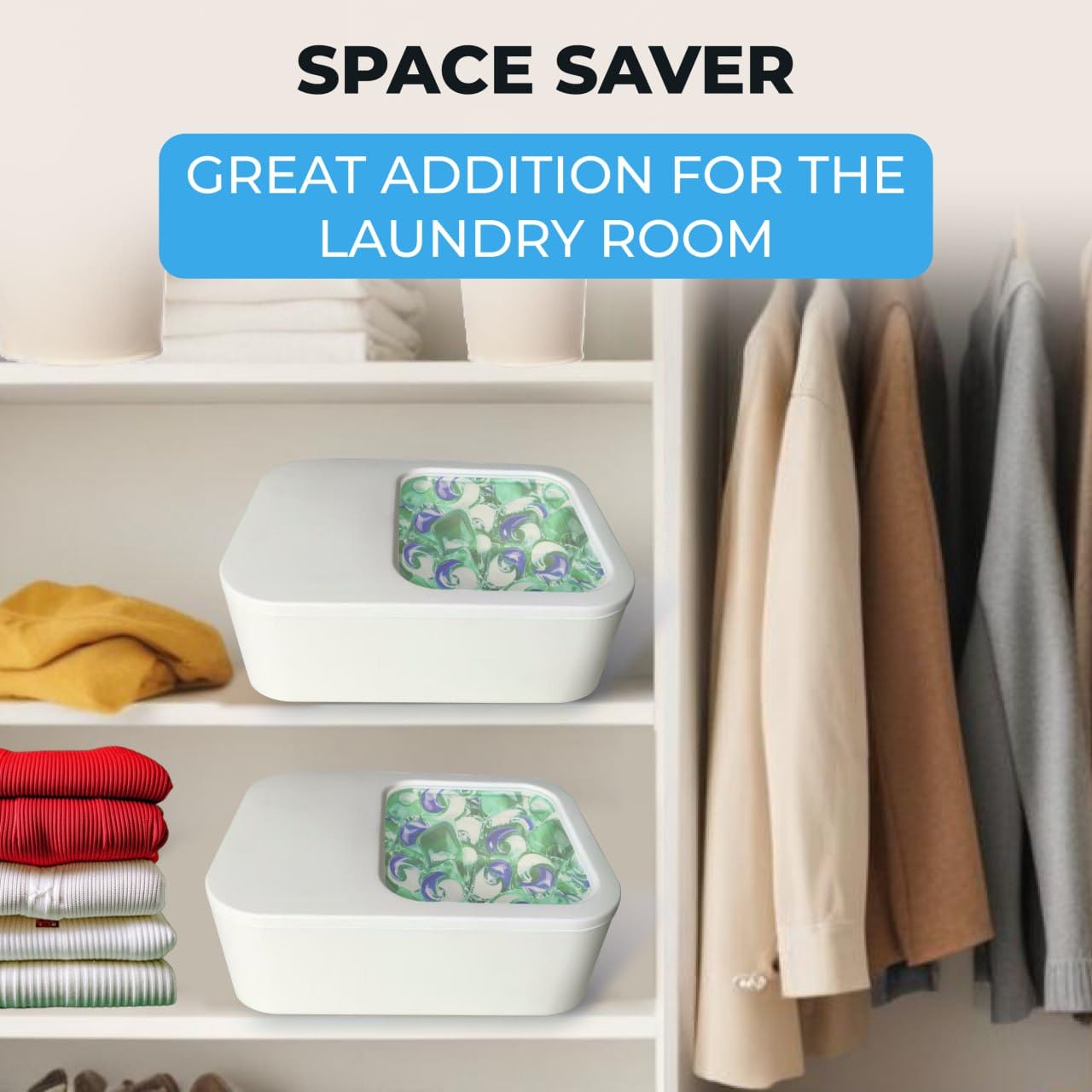 Skywin Laundry Pod Container With Slide Lid - Small Laundry Pod Storage Container For Laundry Room Container Organization Great
