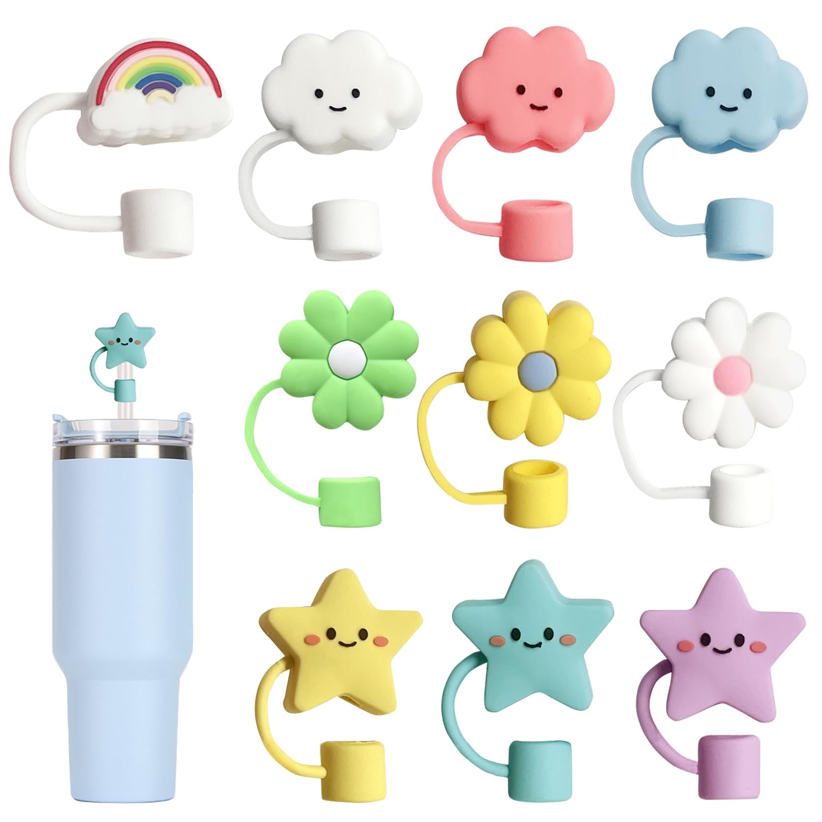 10Pcs 10Mm Straw Covers Cap, Straw Cover Toppers Compatible With Stanley 30&40 Oz Tumbler With Handle, Reusable Silicone Straw T