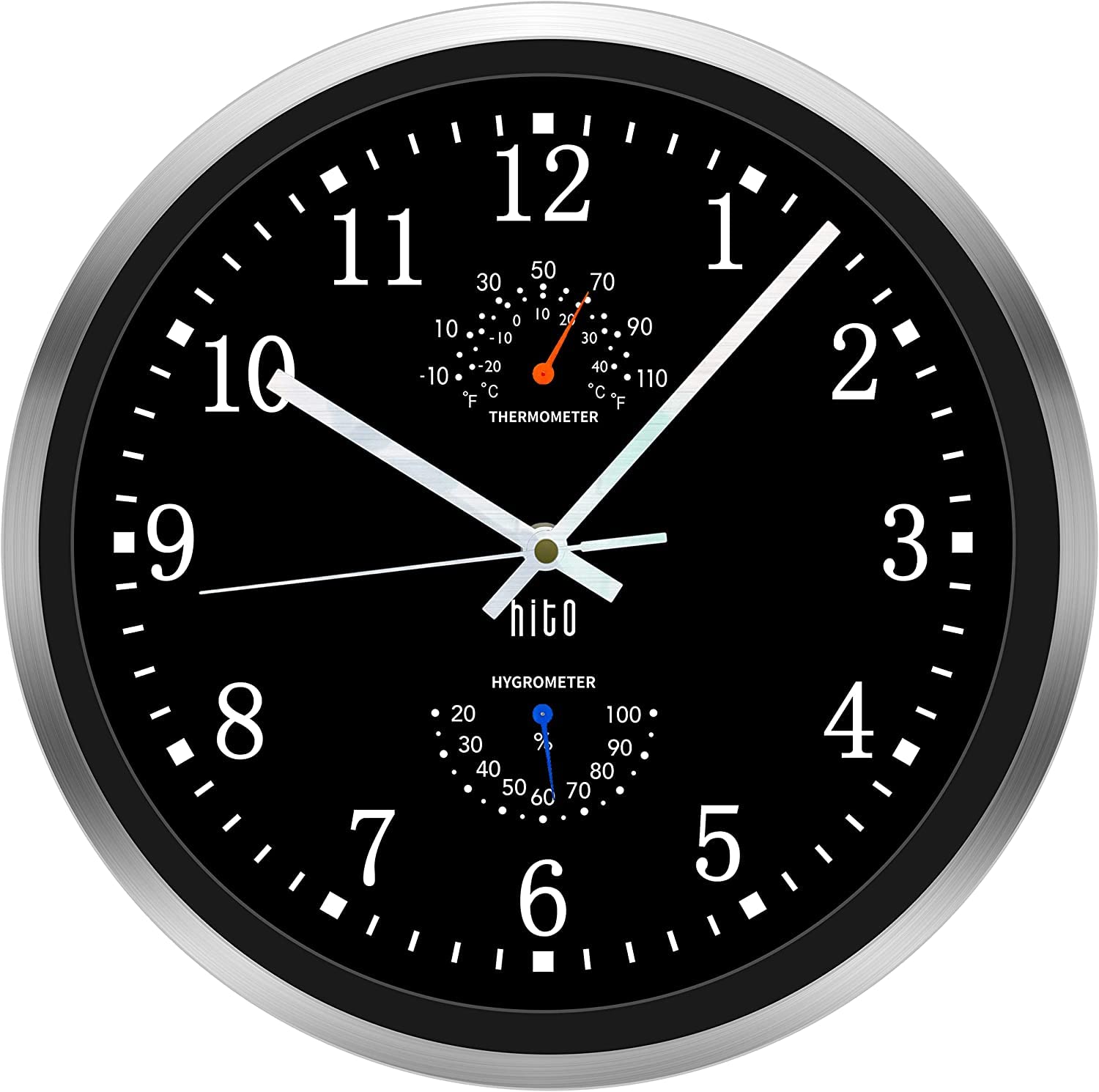 Hito 14 Inch Silent Wall Clock Battery Operated, Large Wall Clock For Living Room Decor, Office, Classroom, Bedroom