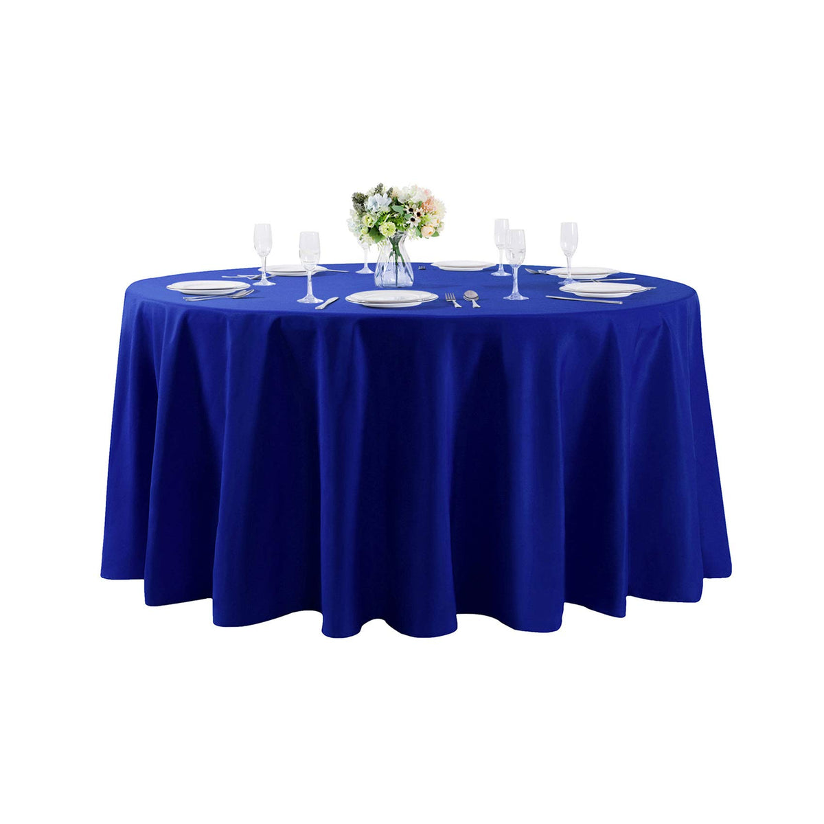 132 Inch Round Tablecloth Washable Polyester Table Cloth Decorative Table Cover For Wedding Party Dining Banquet(132 Inch,Royal