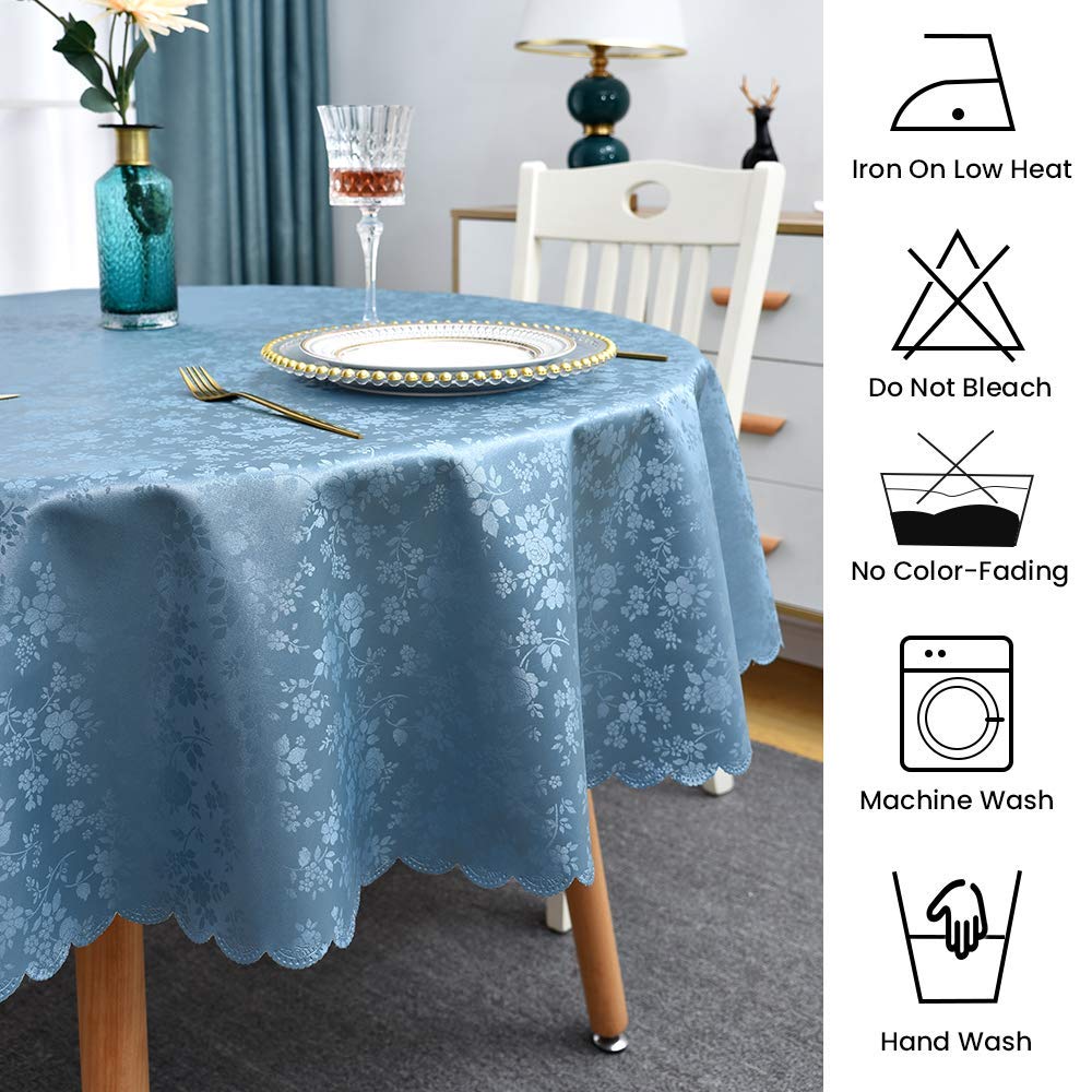 Romanstile Round Vinyl Tablecloth,100% Waterproof Heavy Duty Oil Spill Proof Stain Resistant Plastic Pu Table Cover With Flannel
