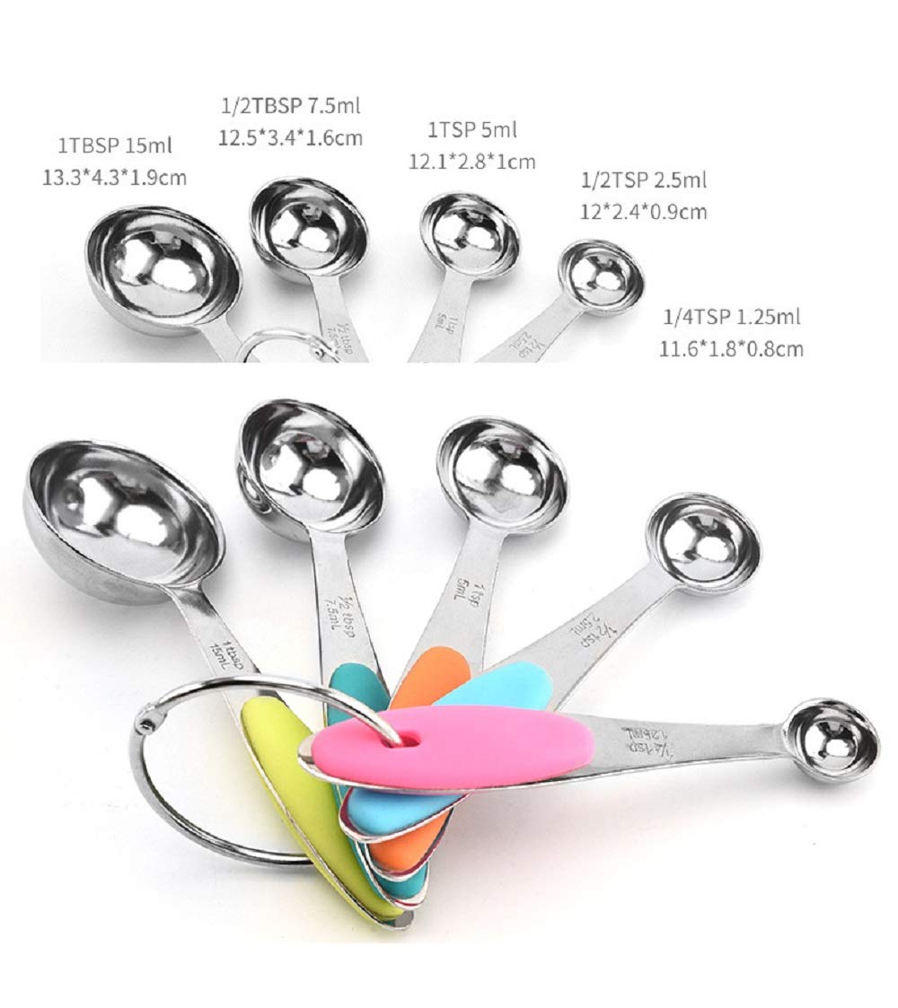 Measuring Spoons For Kitchen,Stainless Steel Stackable With Measuring Set For Cooking And Baking, 5 Sizes-15Ml, 7.5Ml, 5Ml, 2.5M