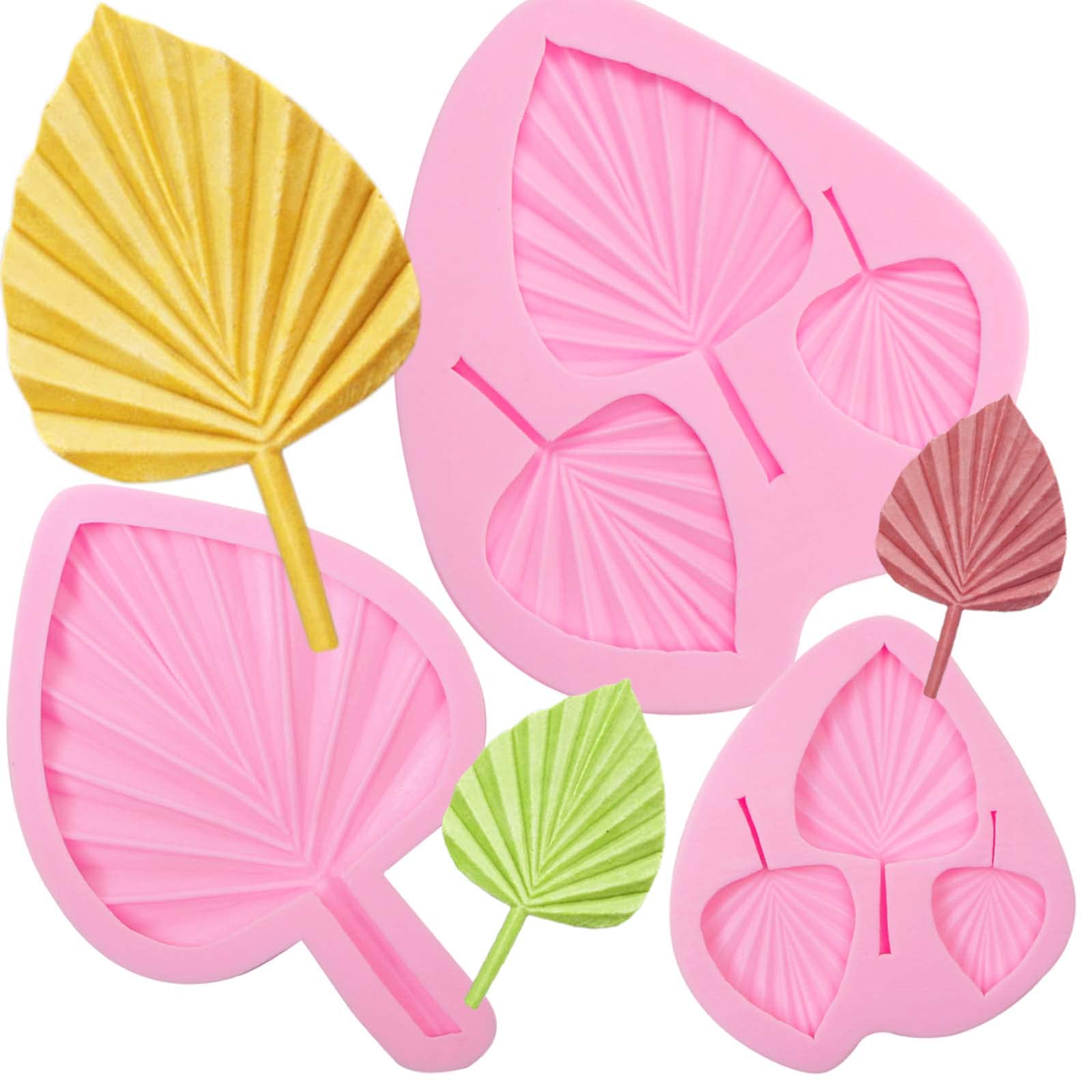 Palm Leaf Chocolate Silicone Molds, 3 Packs Boho Fan Candy Molds For Boho Theme Cake Decoration, Cakepops, Cupcake Toppers, Dese