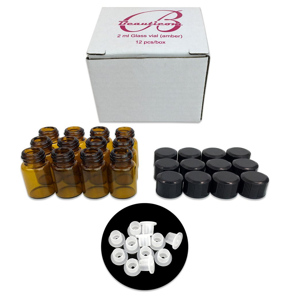 Beauticom 2Ml Amber Glass Vial 144 Pieces - For Essential Oils, Aromatherapy, Fragrance, Serums, Spritzes, With Orifice Reducer