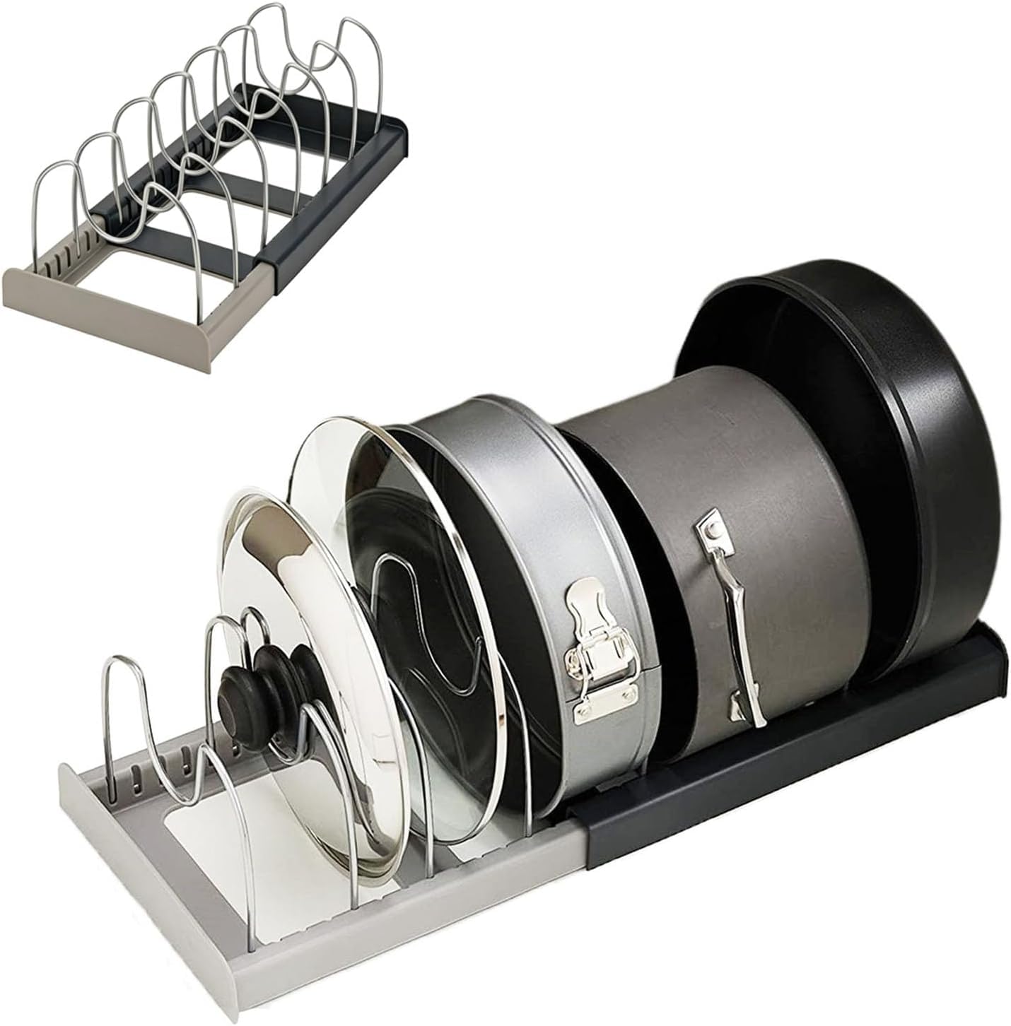 Luteti Pots And Pans Organizer Under Cabinet 7 Adjustable Dividers Expandable Pot Pan Lid Holder Organizers Rack Inside Cabinet 