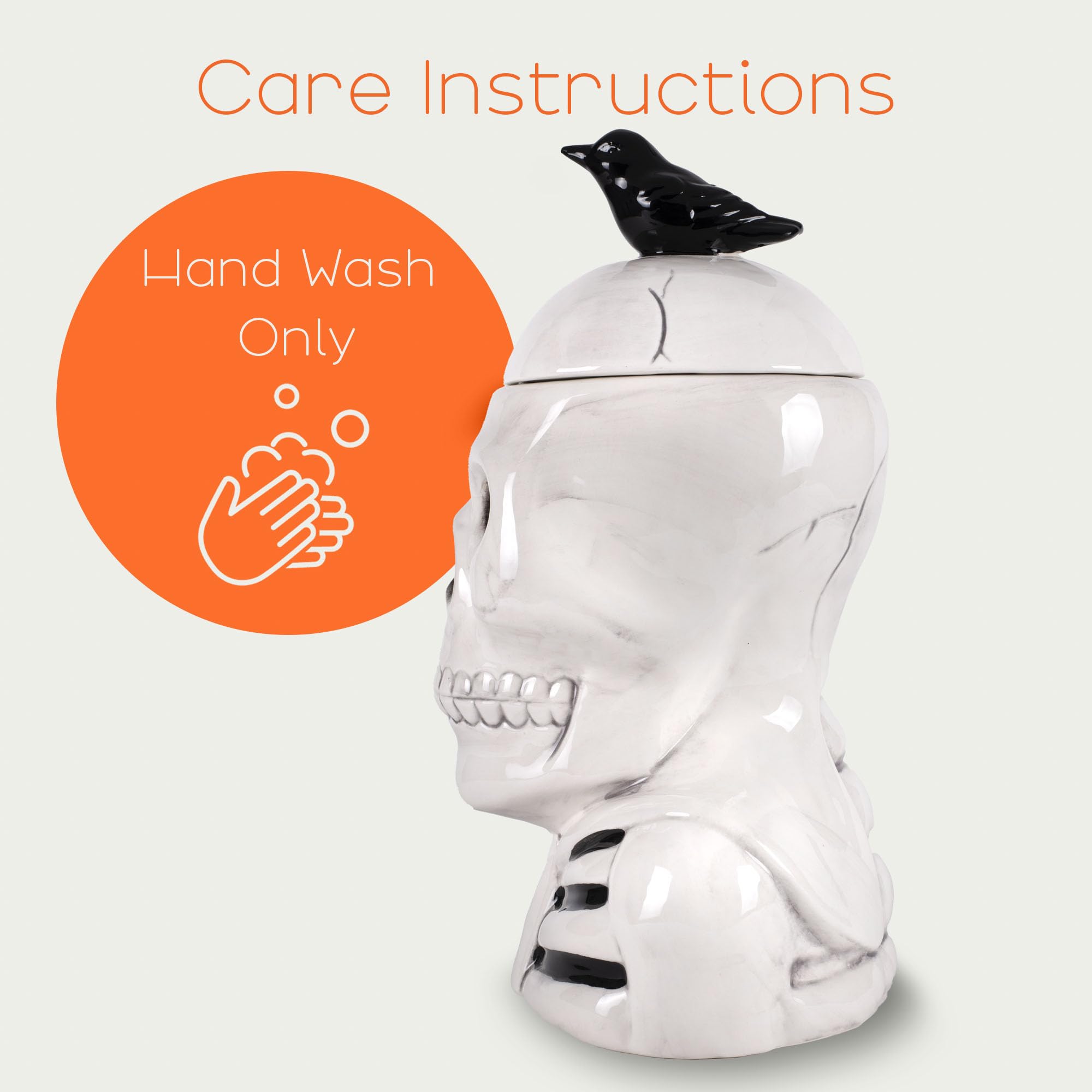100 North Dolomite Ceramic 12 X 8.5 Halloween Cookie & Candy Jar With Airtight Lid: Perfect For Kitchen Canisters, Pet Treat Con