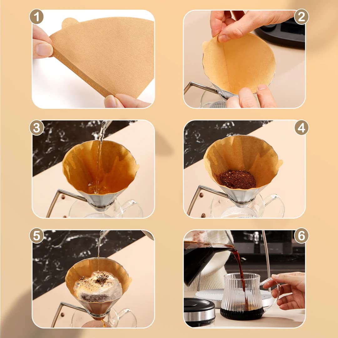 Hogurity Coffee Filter 02, Set Of 200 V02 Coffee Filters Size 2 Cone Coffee Filters Natural Unbleached Disposable Coffee Filter